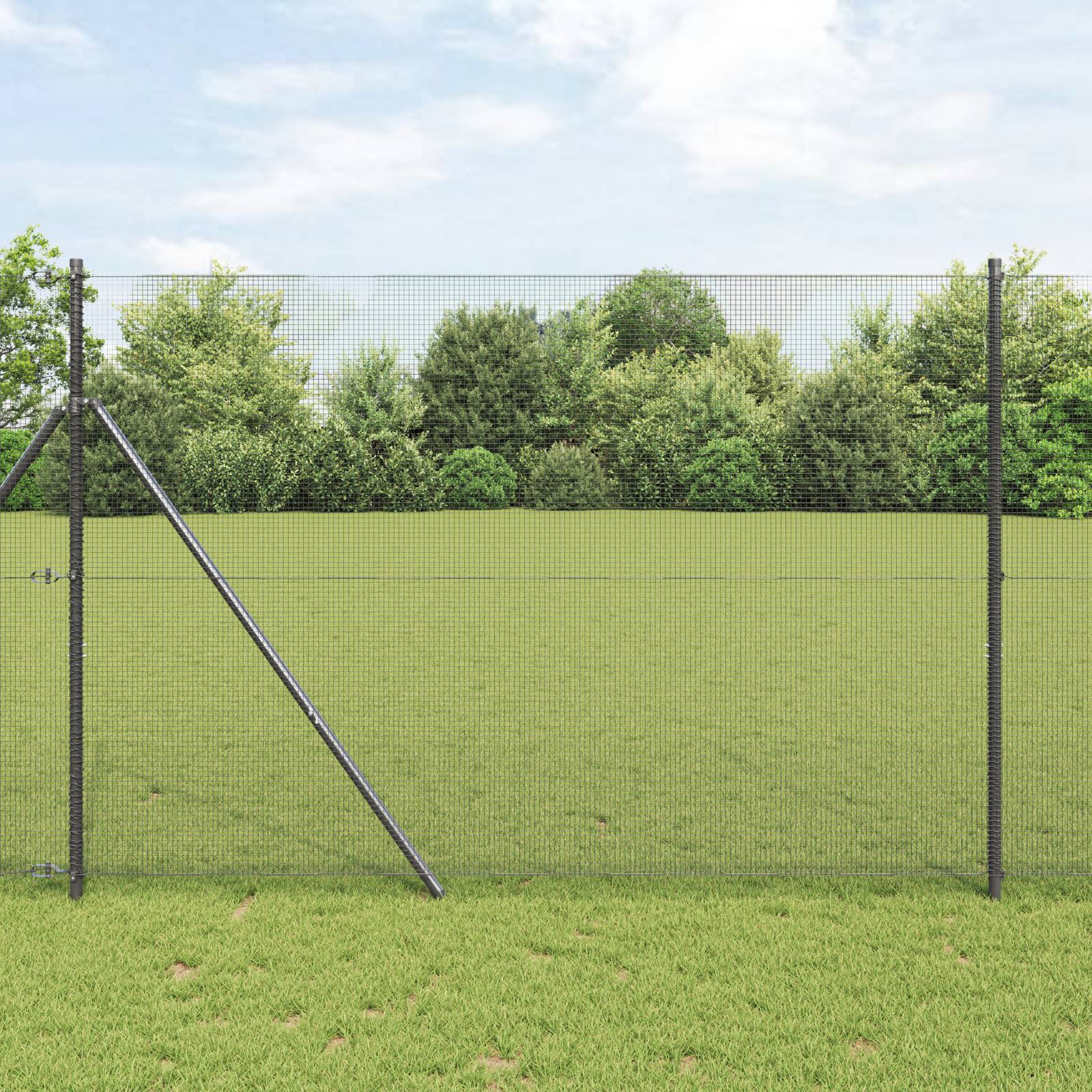 vidaXL Geschweißter Drahtzaun mit 7 Pfosten Grau 1.5x10 m Stahl