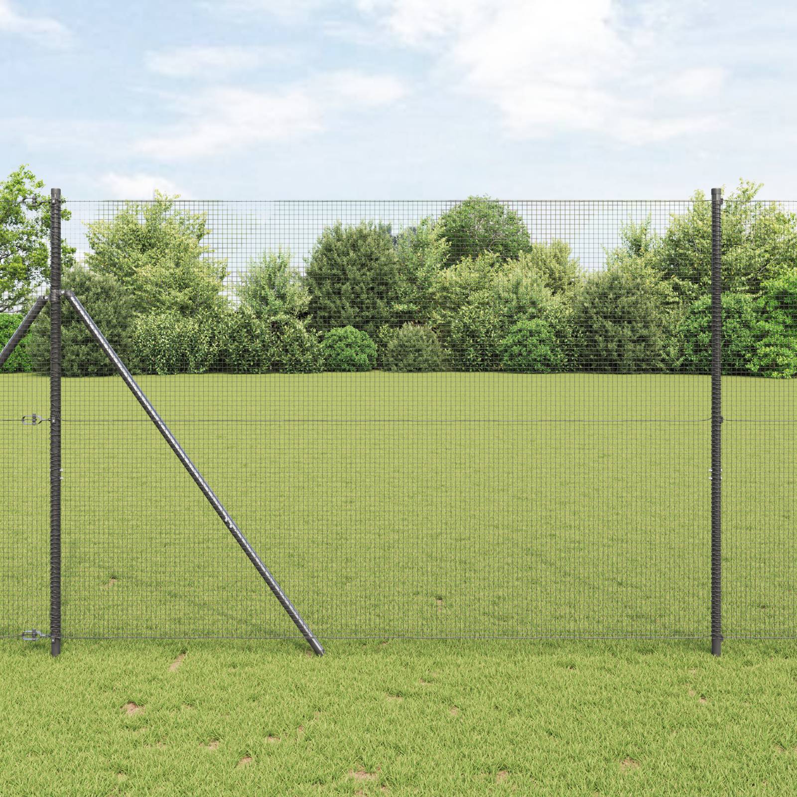 vidaXL Schweißdrahtzaun mit 7 Pfosten Grau 1,4x50 m Stahl