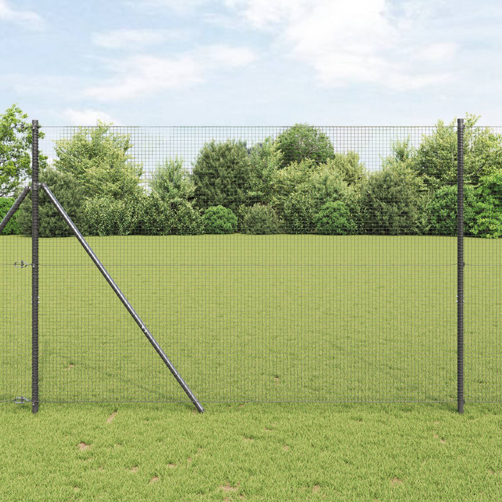 vidaXL Schweißdrahtzaun mit 7 Pfosten Grau 1,5x10 m Stahl