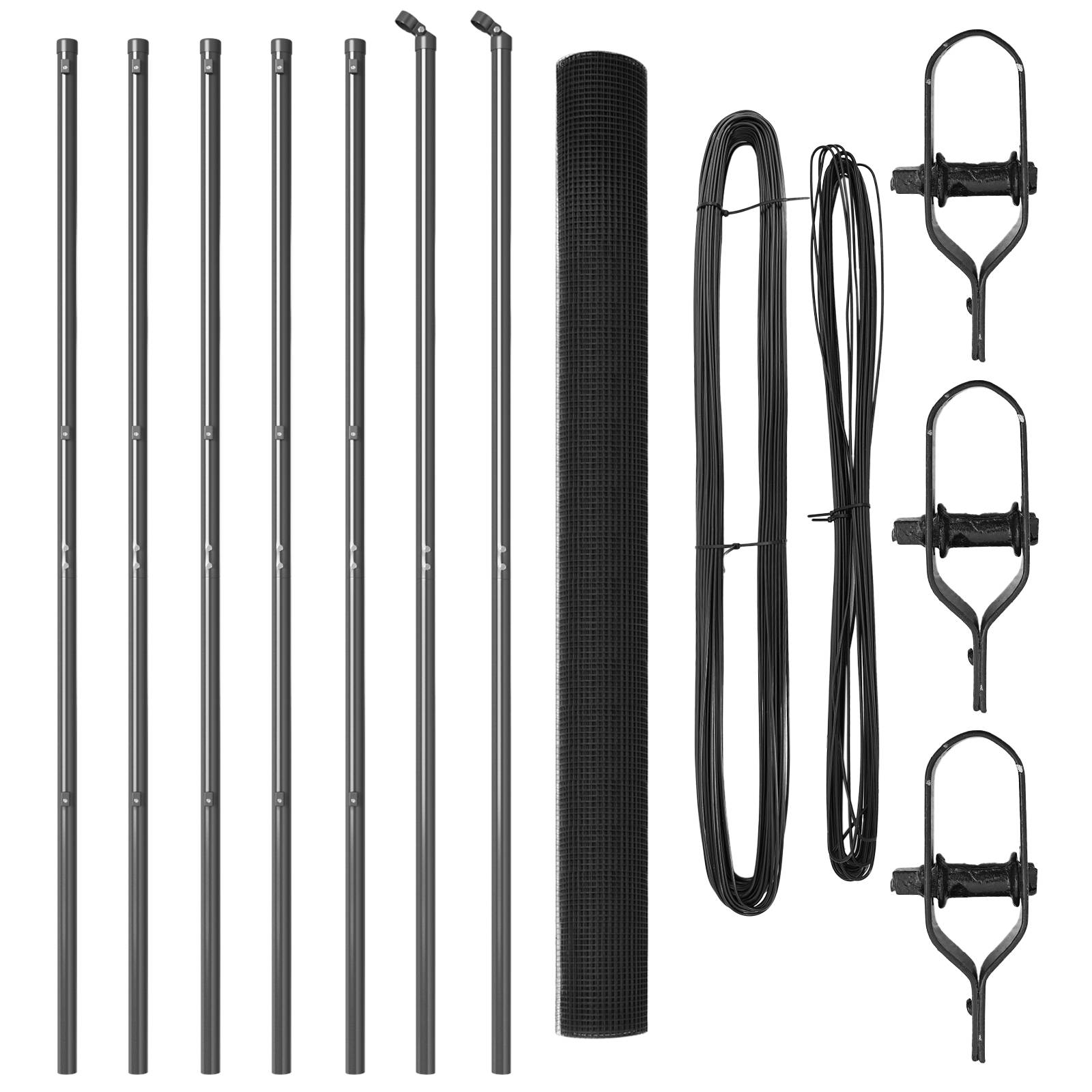 vidaXL Schweißdrahtzaun mit 7 Pfosten Grau 1,6 x 10 m Stahl