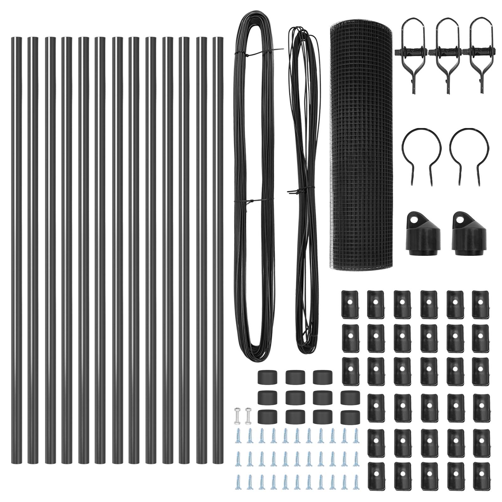 vidaXL Zaunpfosten-Set Set aus 2 Grau Kunststoff, Metall 25 x 0.5 m