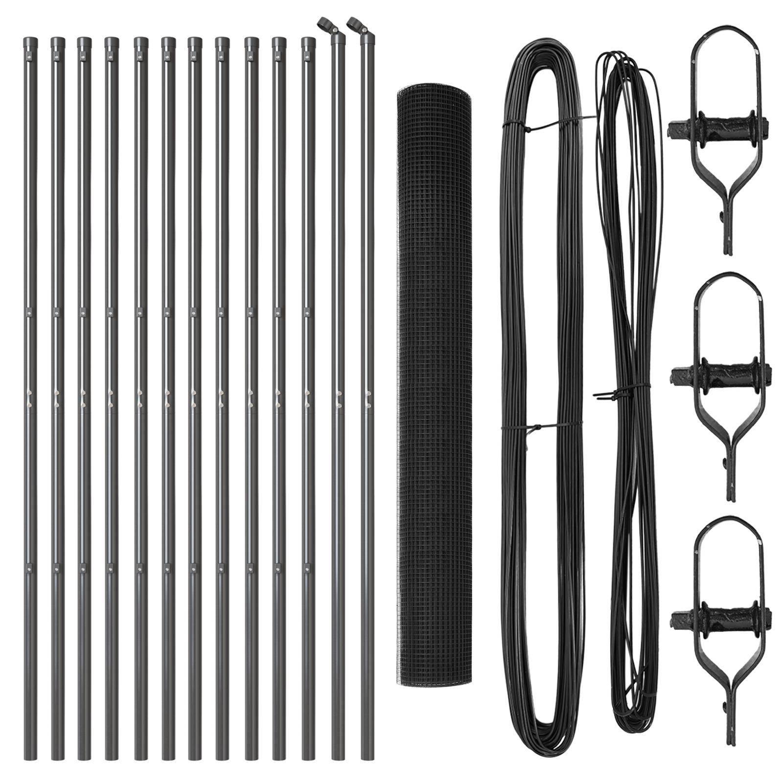 vidaXL Geschweißter Drahtzaun mit 13 Pfosten Grau 1,4x25 m Stahl