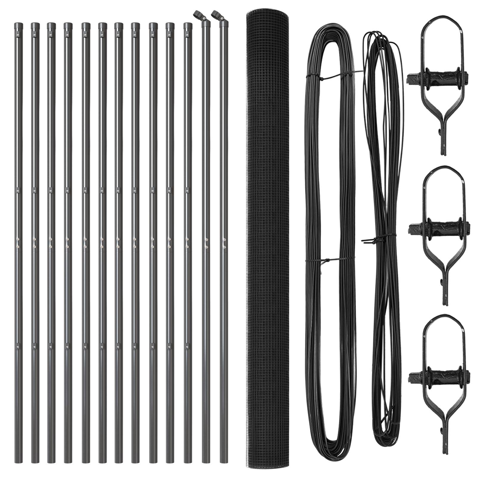 vidaXL geschweißter Drahtzaun mit 13 Pfosten grau 1,5x25 m Stahl