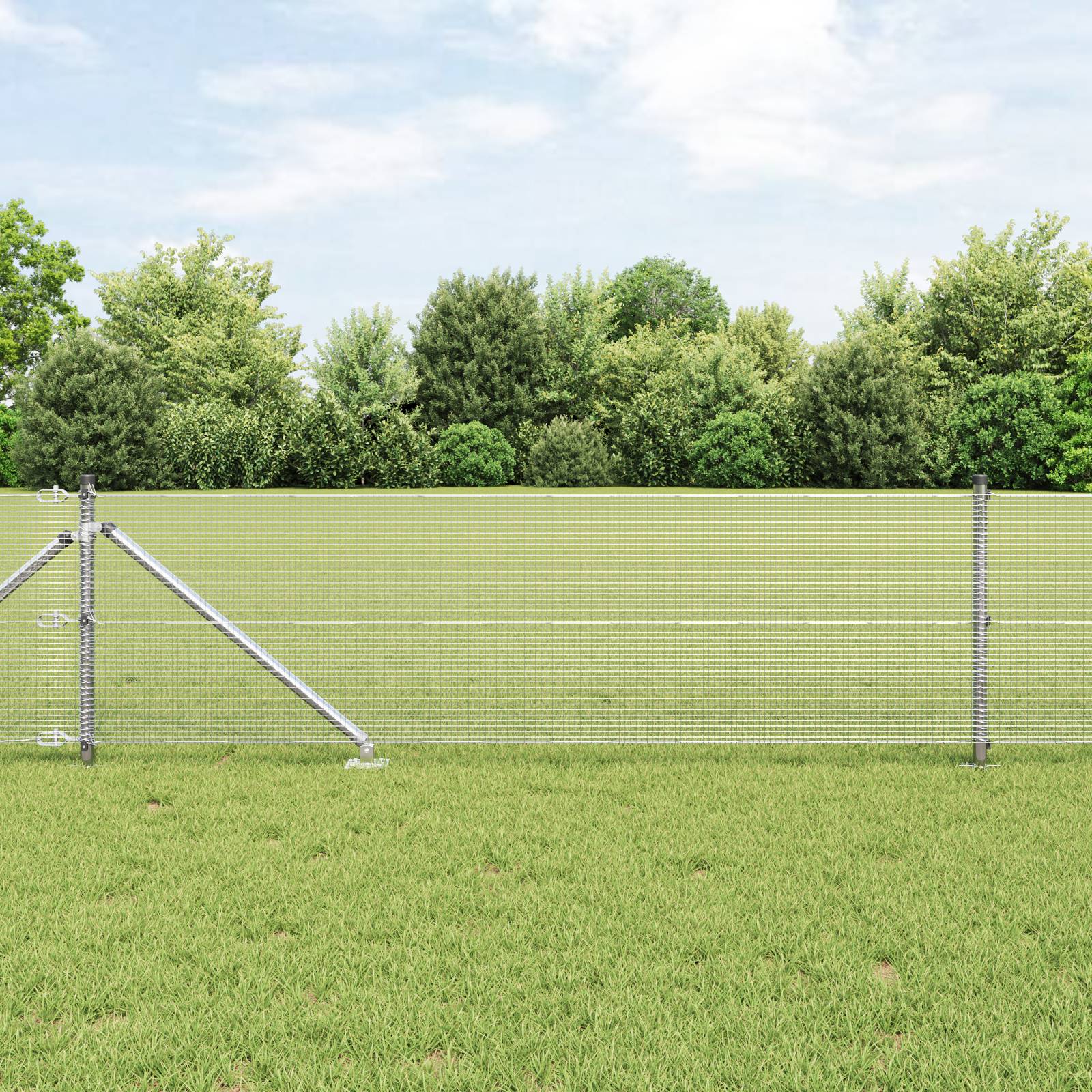 vidaXL geschweißter Drahtzaun mit 13 Spike-Pfosten 0,5 x 50 m verzinkter Stahl