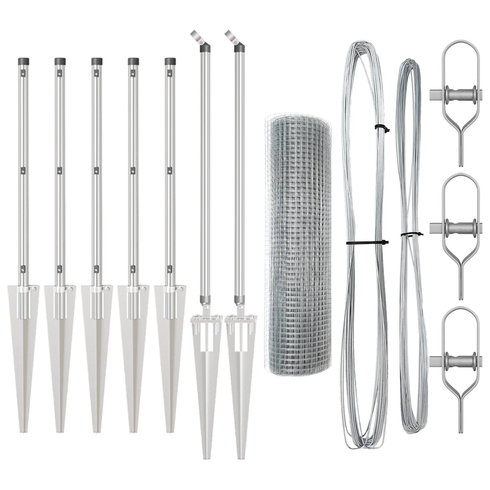 vidaXL Zaunpfosten Set 10 x 1 m Set von 2 Feuerverzinkter Stahl
