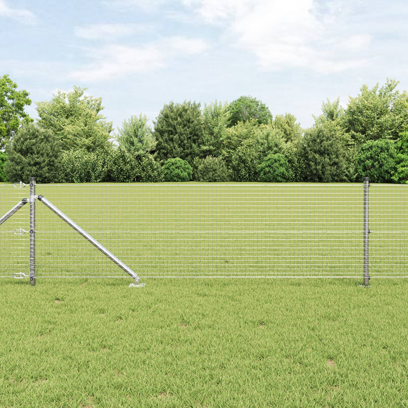 vidaXL Schweißdrahtzaun mit 13 Spike-Posts 0,5x100 m Feuerverzinkter Stahl