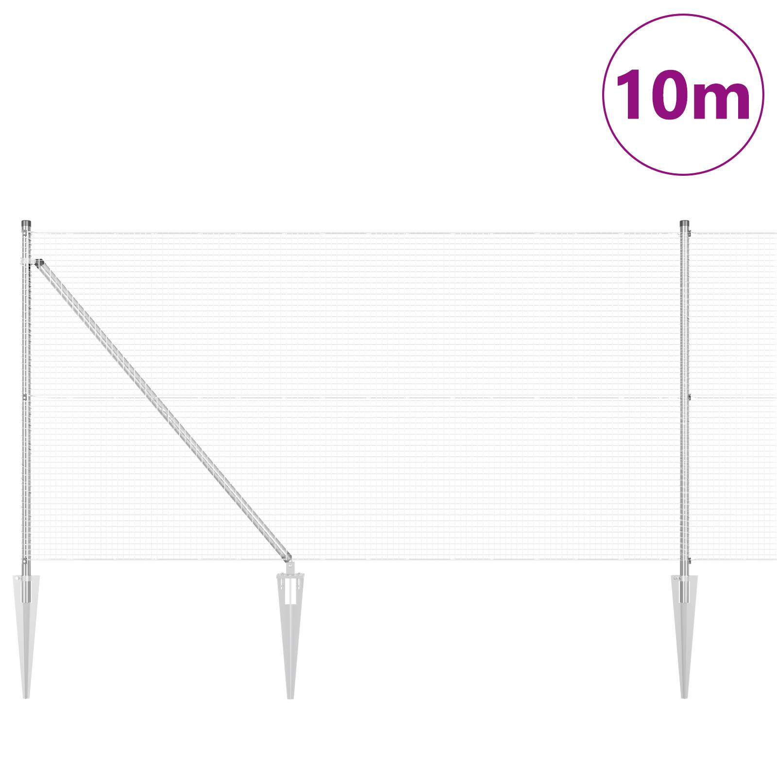vidaXL Zaunpfosten Set 10 x 1 m Set von 2 Feuerverzinkter Stahl