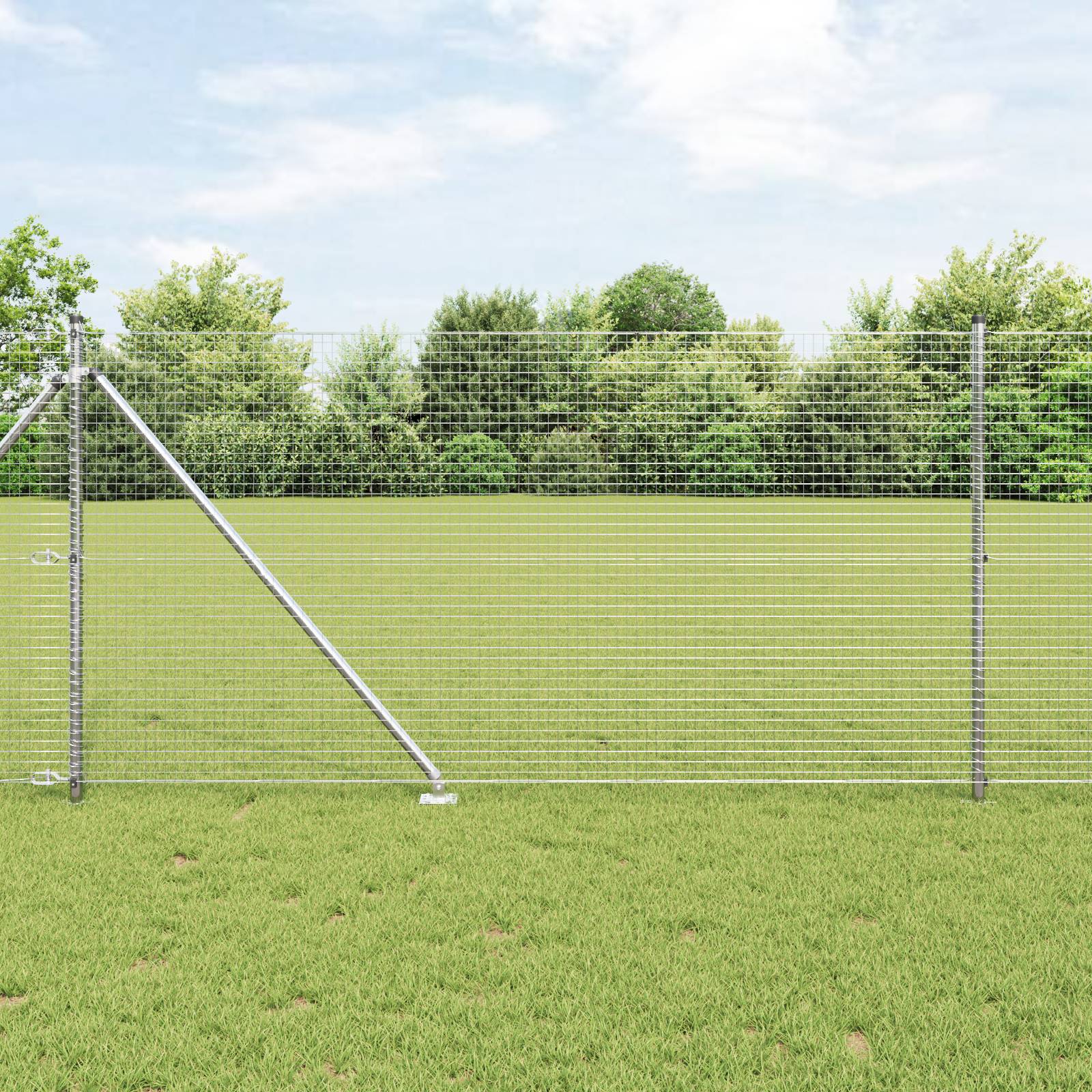 vidaXL Schweißdrahtzaun mit 13 Erdnägeln 0.8x10 m Verzinkter Stahl