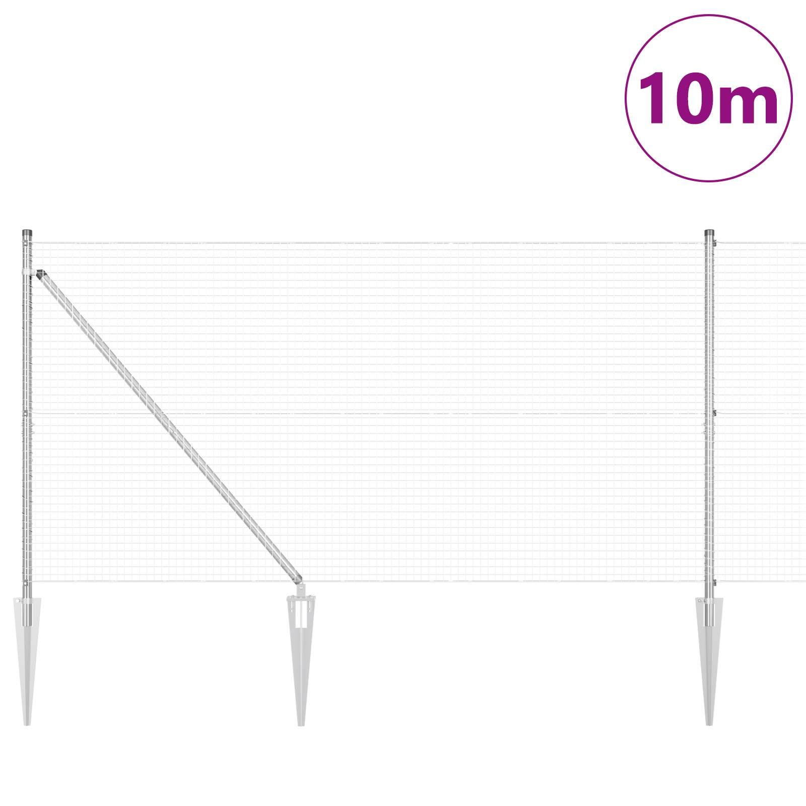 vidaXL Schweißdrahtzaun mit 7 Spike-Posts 1,4 x 10 m aus galvanisiertem Stahl