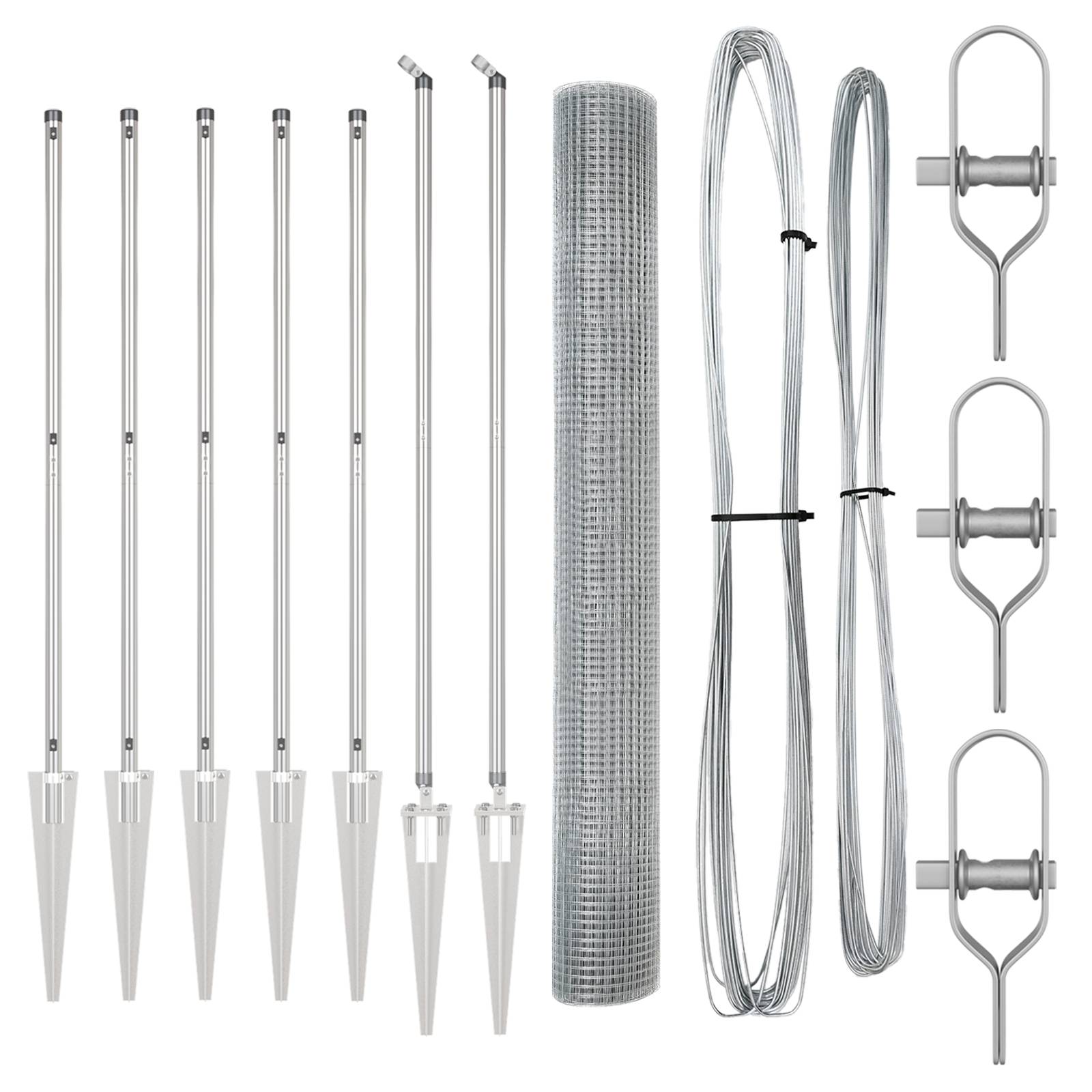 vidaXL Schweißdrahtzaun mit 7 Spike-Posts 1,4 x 10 m aus galvanisiertem Stahl