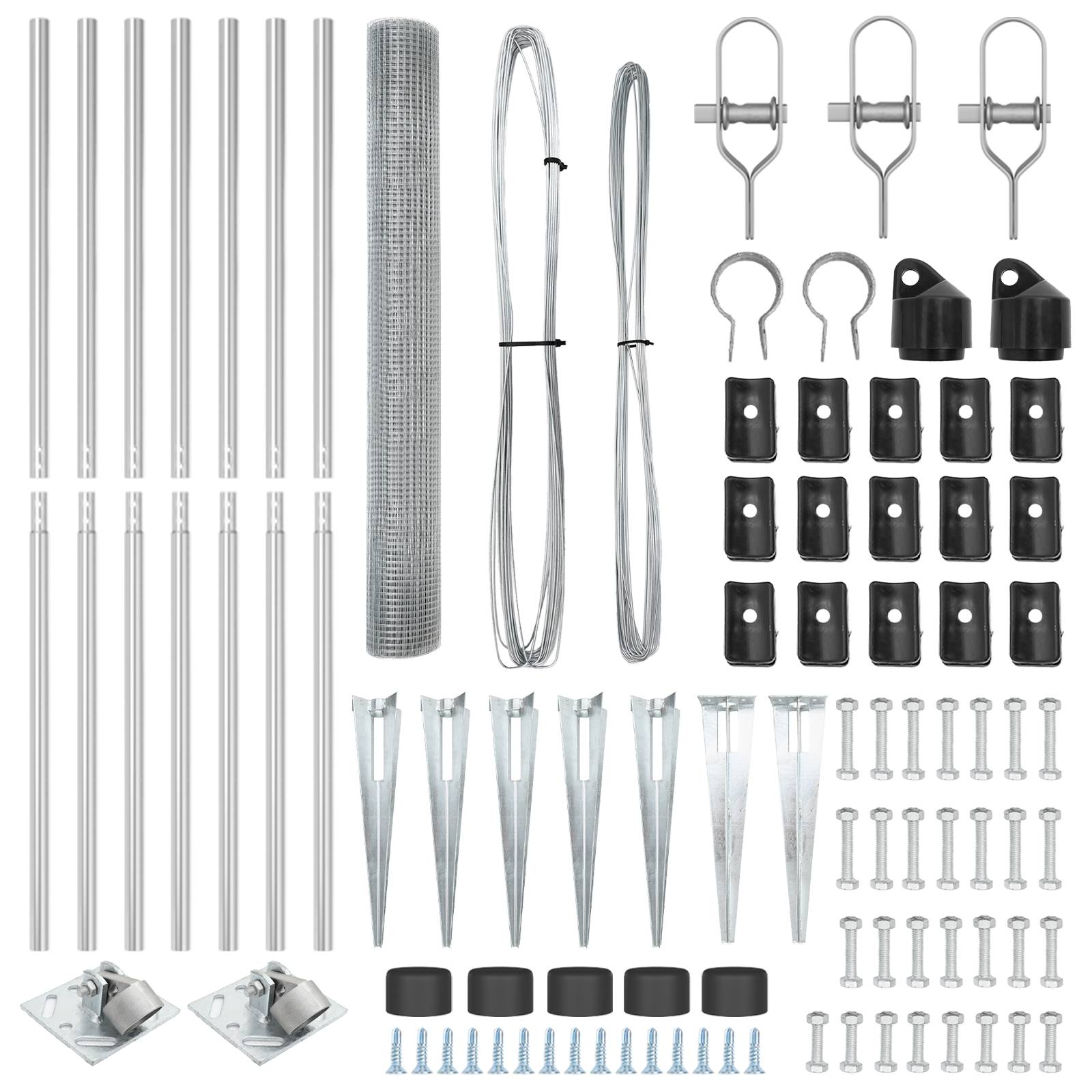 vidaXL Schweißdrahtzaun mit 7 Spike-Posts 1,4 x 10 m aus galvanisiertem Stahl