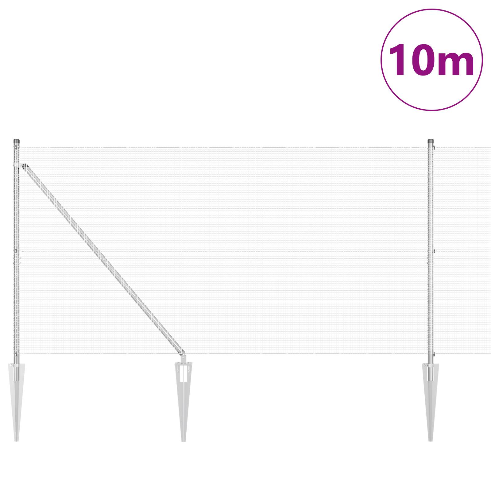 vidaXL Geschweißter Drahtzaun mit 7 Spitzpfosten 1,2x10 m Verzinkter Stahl