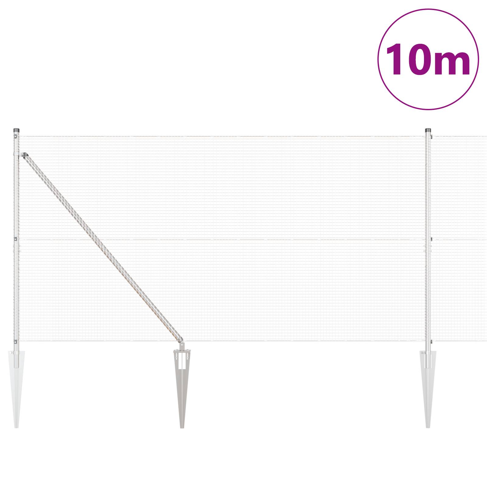 vidaXL geschweißter Drahtzaun mit 7 Spike-Pfosten 1,2x10 m verzinkter Stahl