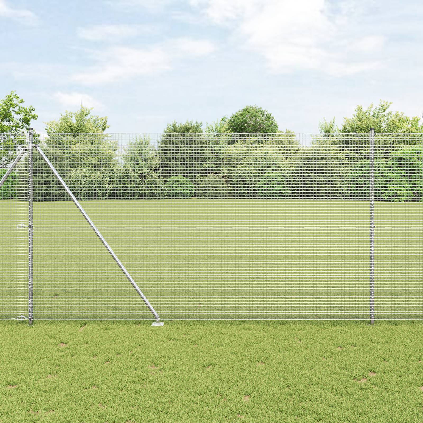 vidaXL Geschweißter Drahtzaun mit 13 Pfosten 1,5x25 m galvanisierter Stahl