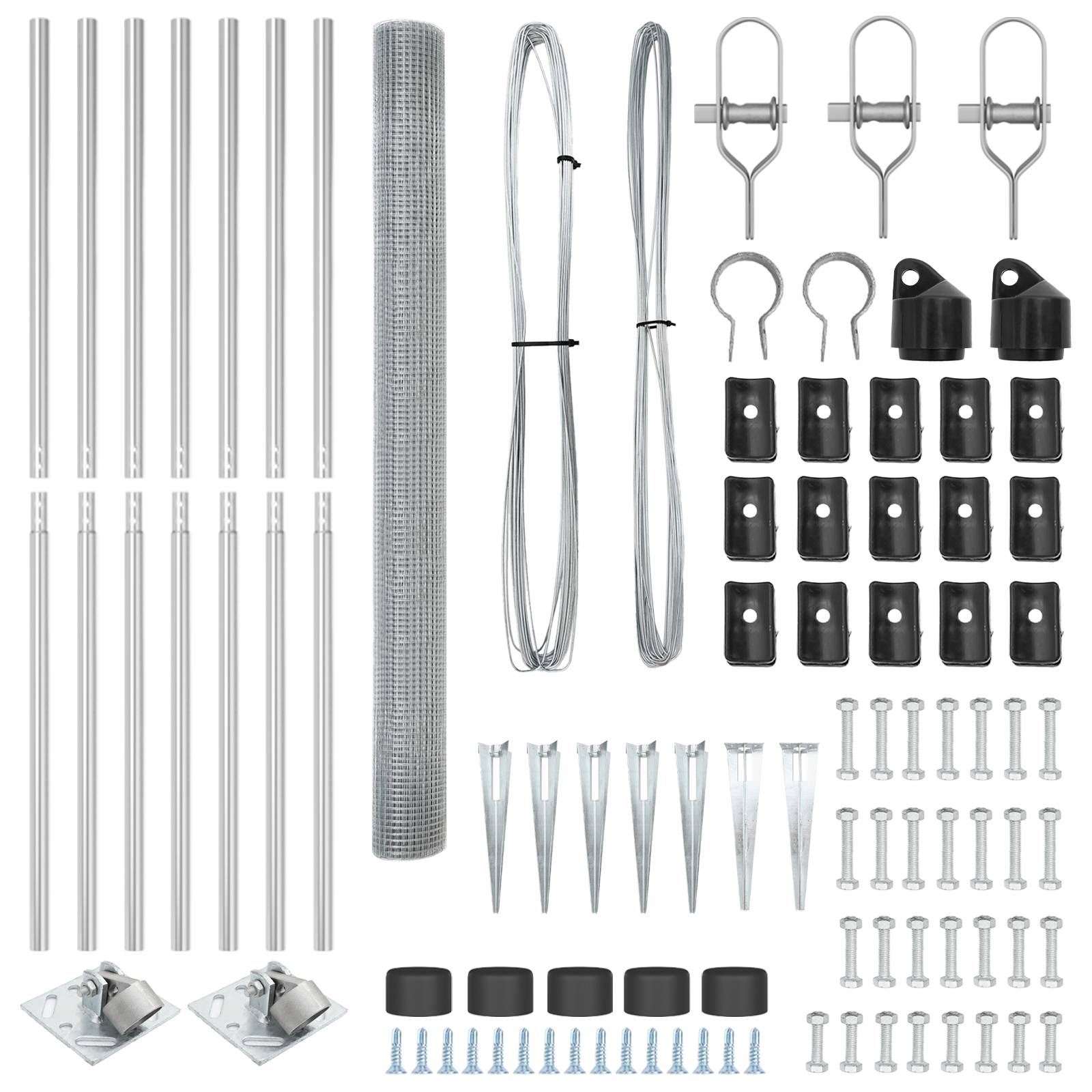 vidaXL Welschorn Zaun mit 7 Spike-Pfosten 1,5x10 m Feuerverzinkter Stahl