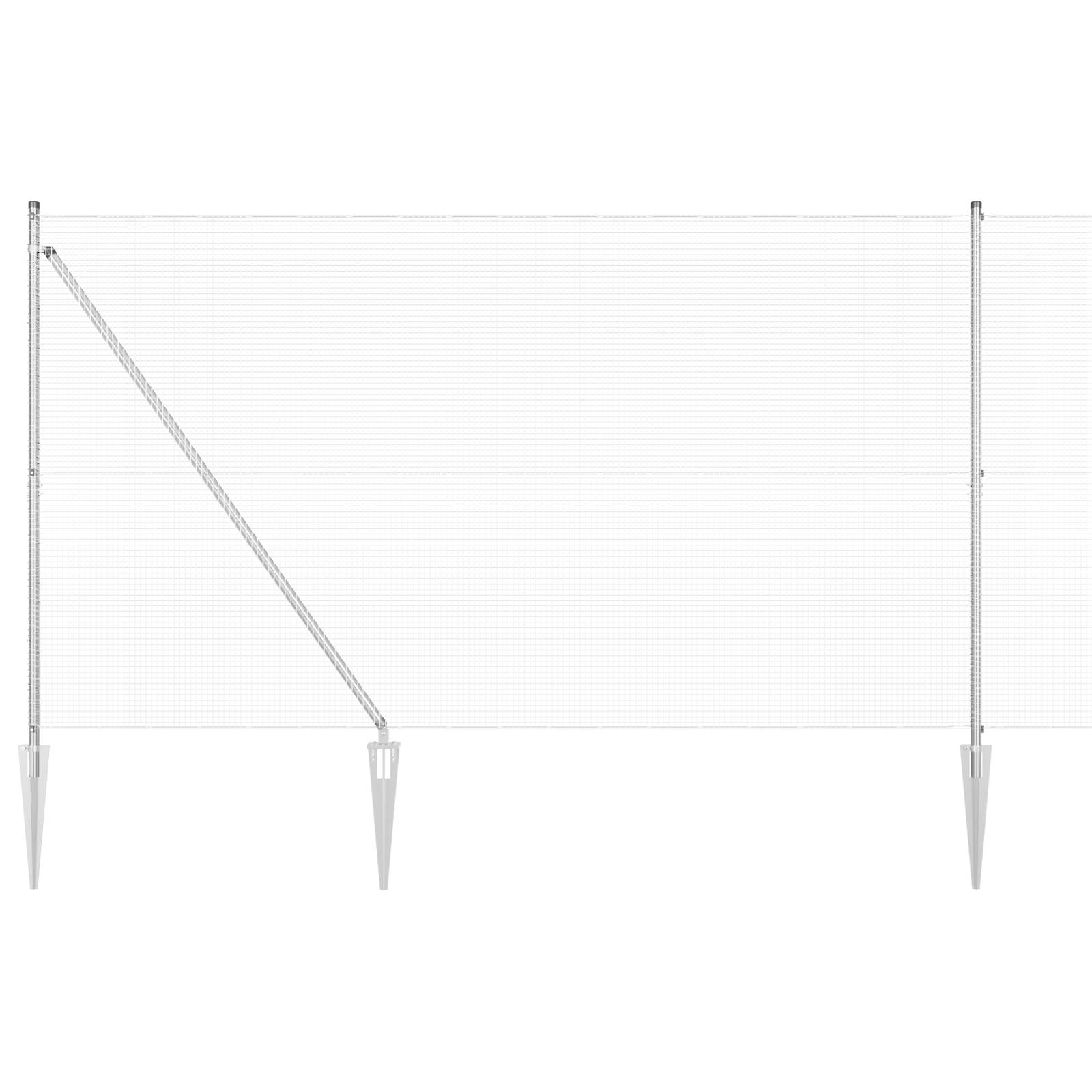 vidaXL Geknoteter Drahtzaun mit 7 Spike-Pfosten 1,6x10 m Verzinkter Stahl