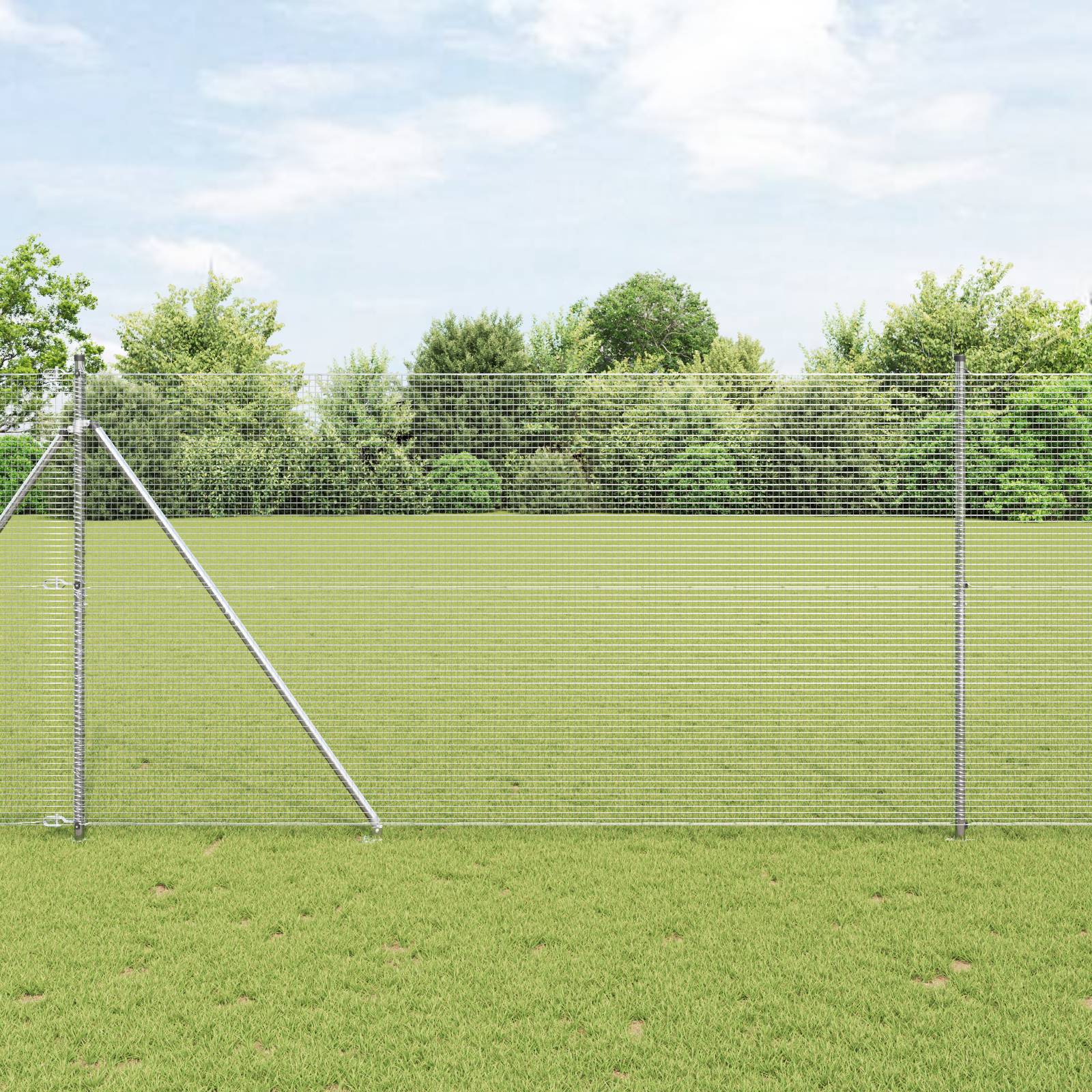vidaXL Schweißdrahtzaun mit 13 Spike-Pfosten 1,5x25 m Verzinkter Stahl