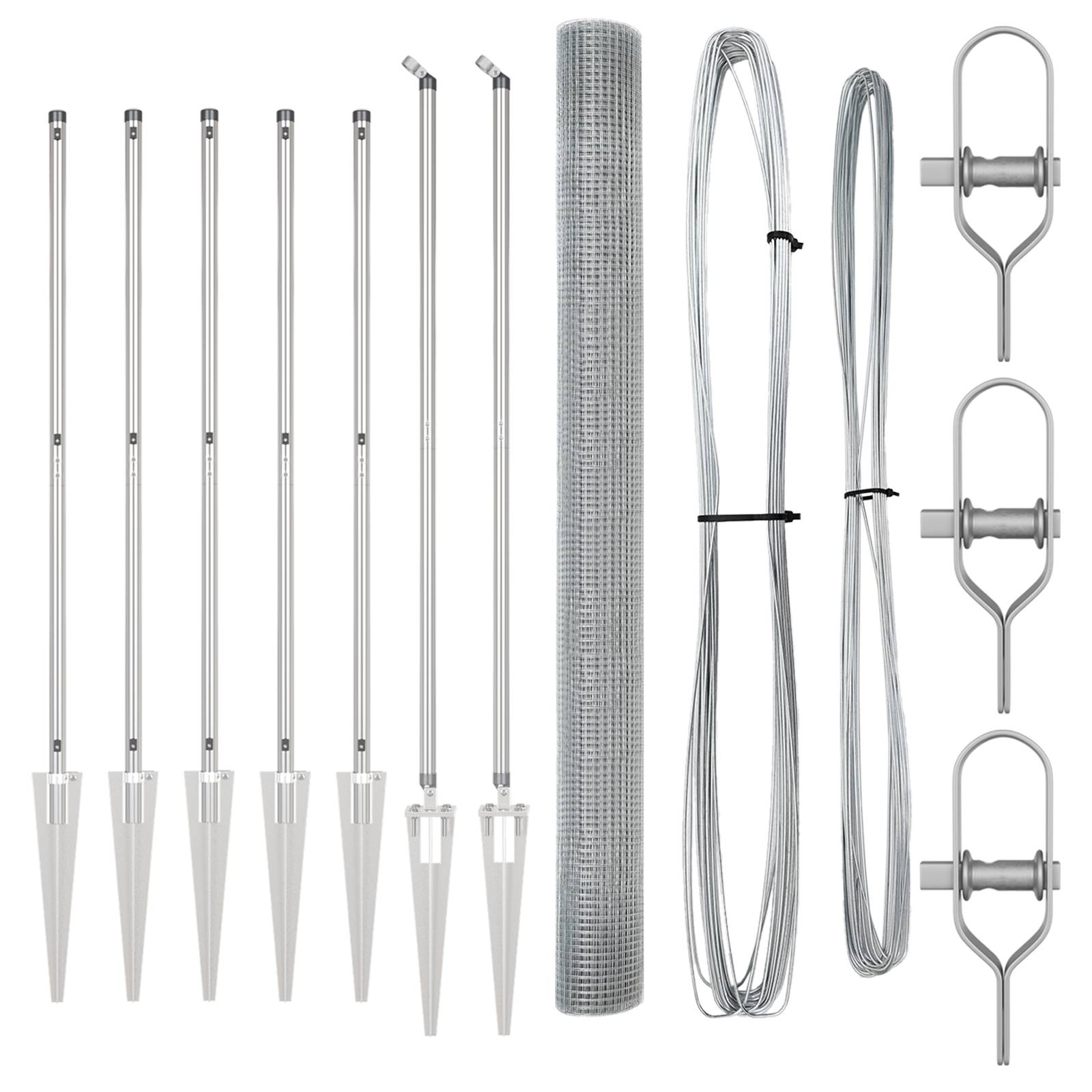 vidaXL Welschorn Zaun mit 7 Spike-Pfosten 1,5x10 m Feuerverzinkter Stahl