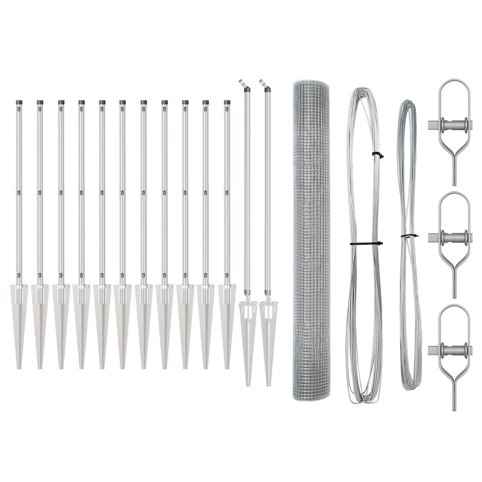 vidaXL Geknoteter Drahtzaun mit 13 Spike-Posts 1,4x25 m Verzinkter Stahl