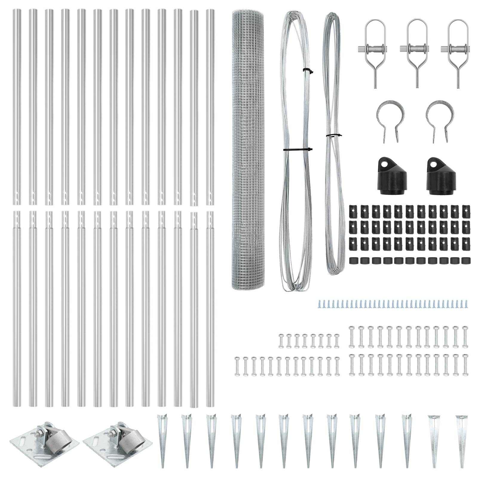 vidaXL Schweißdrahtzaun mit 13 Spitzenpfosten 1,2x25 m aus galvanisiertem Stahl