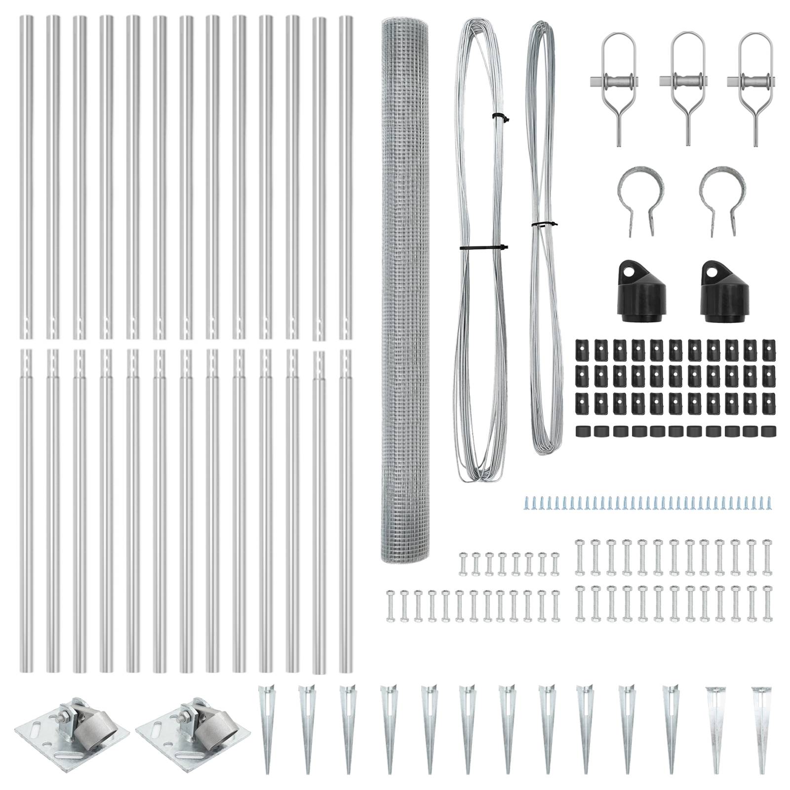 vidaXL Geschweißter Drahtzaun mit 13 Ankersteinen 1,5x25 m Verzinkter Stahl