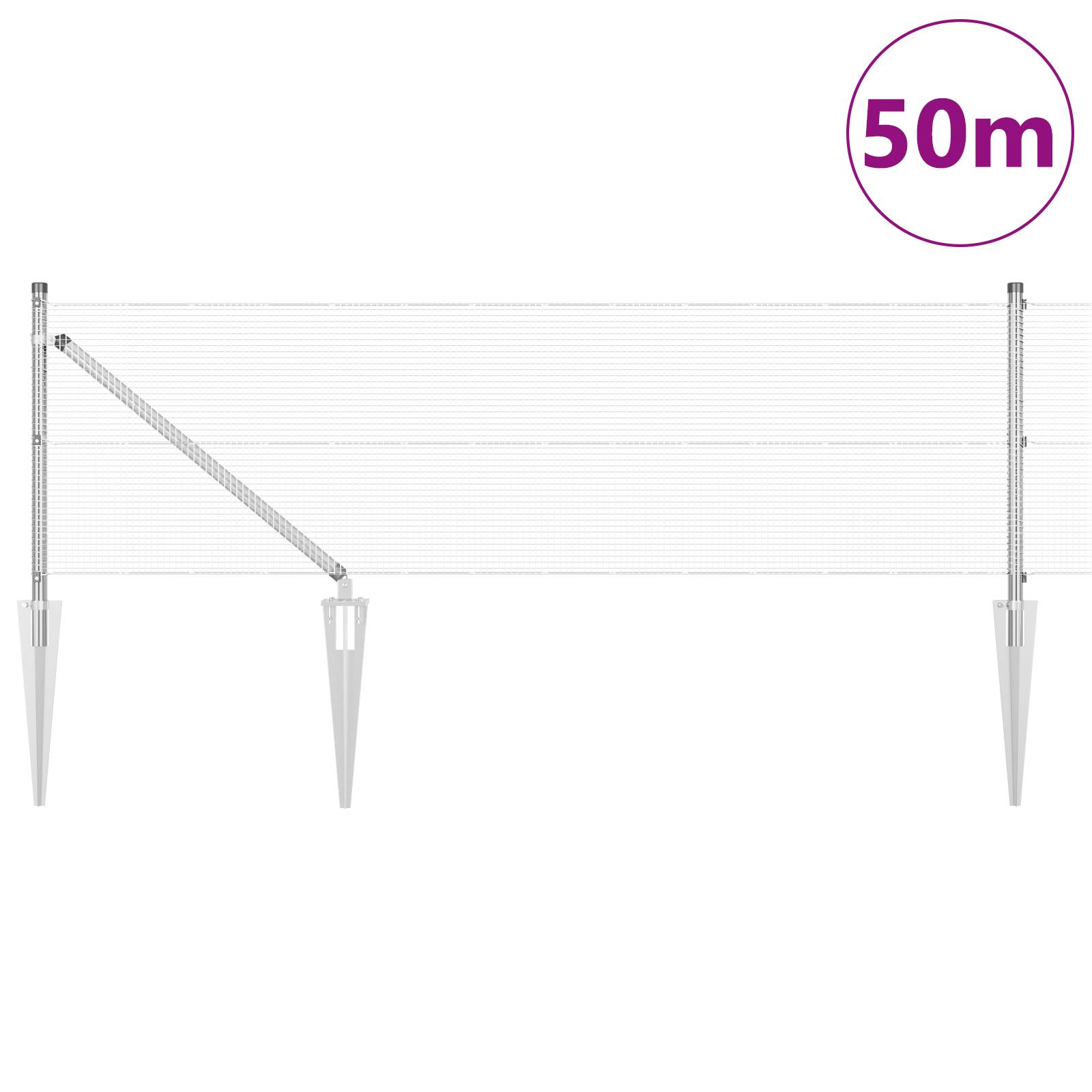 vidaXL geschweißter Drahtzaun mit 13 Spike-Pfosten 0,5 x 50 m verzinkter Stahl