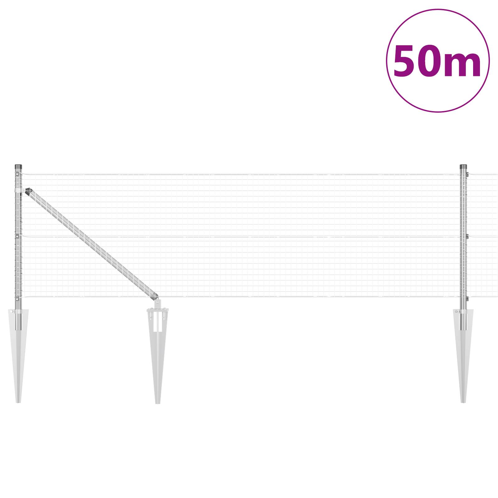 vidaXL Schweißdrahtzaun mit 13 Spike-Posts 0,5 x 50 m verzinkter Stahl