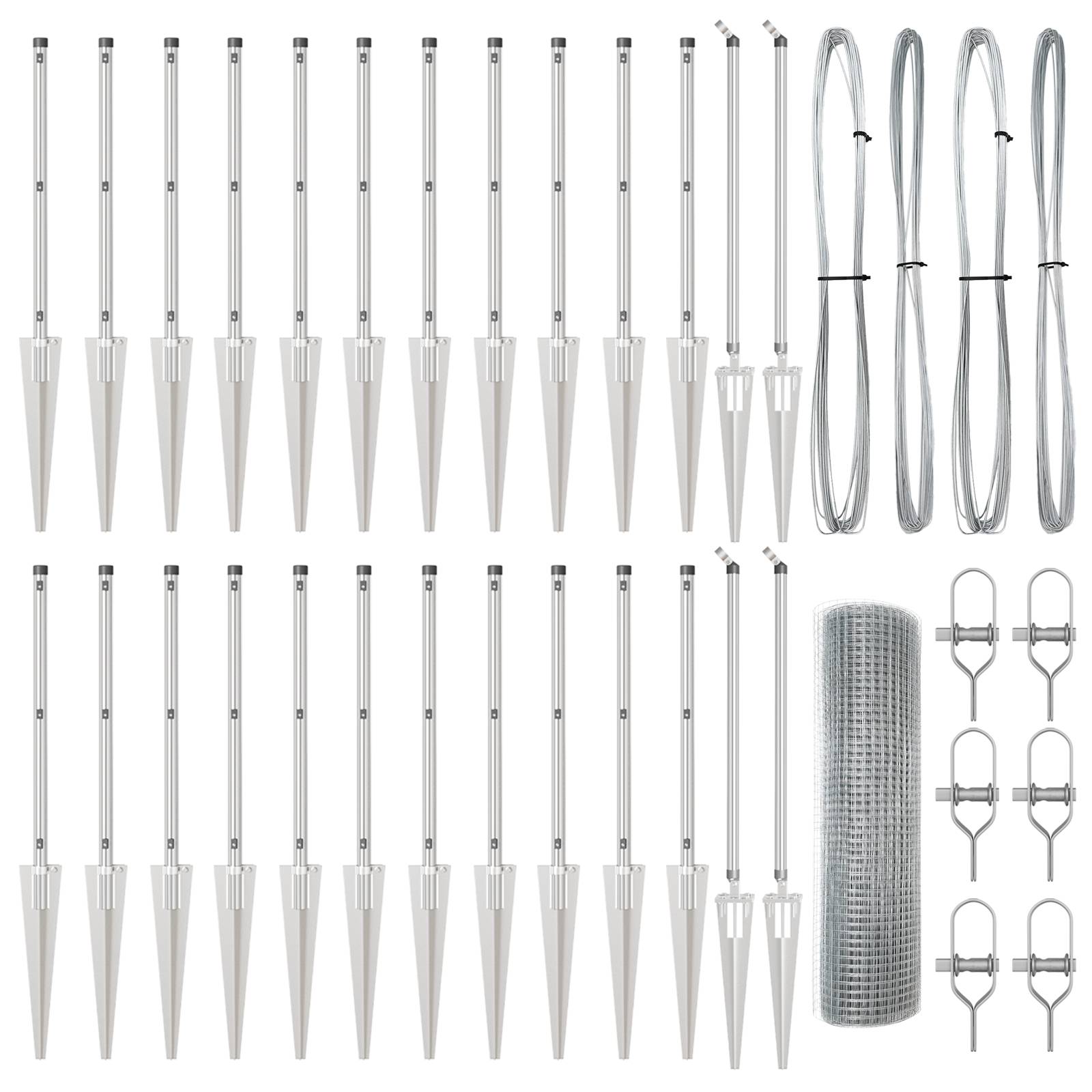vidaXL Geschweißter Drahtzaun mit 13 Pfahlankern 0,4x50 m aus verzinktem Stahl
