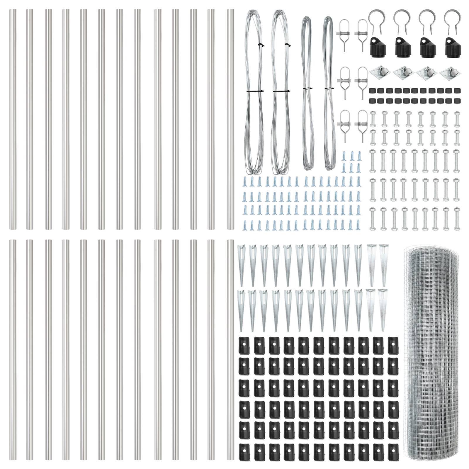 vidaXL geschweißter Drahtzaun mit 13 Spike-Pfosten 0,5 x 50 m verzinkter Stahl