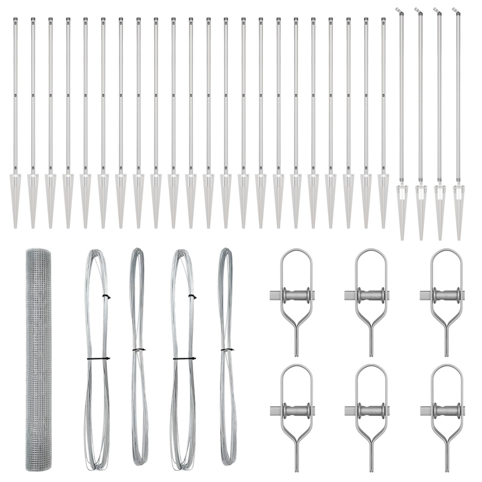 vidaXL geschweißter Drahtzaun mit 13 Spike-Pfosten 1,4x50 m verzinkter Stahl