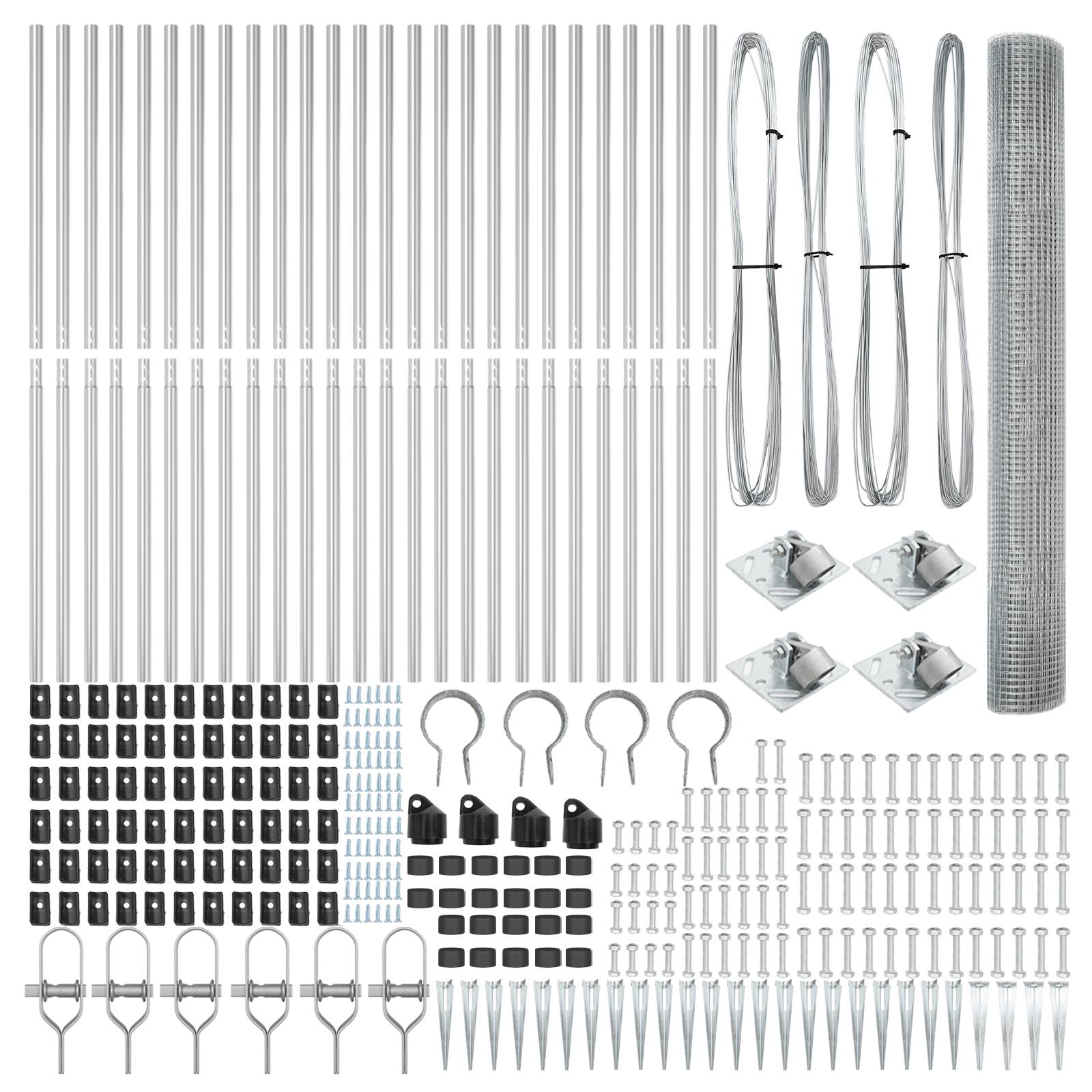 vidaXL geschweißter Drahtzaun mit 13 Spike-Pfosten 1,4x50 m verzinkter Stahl