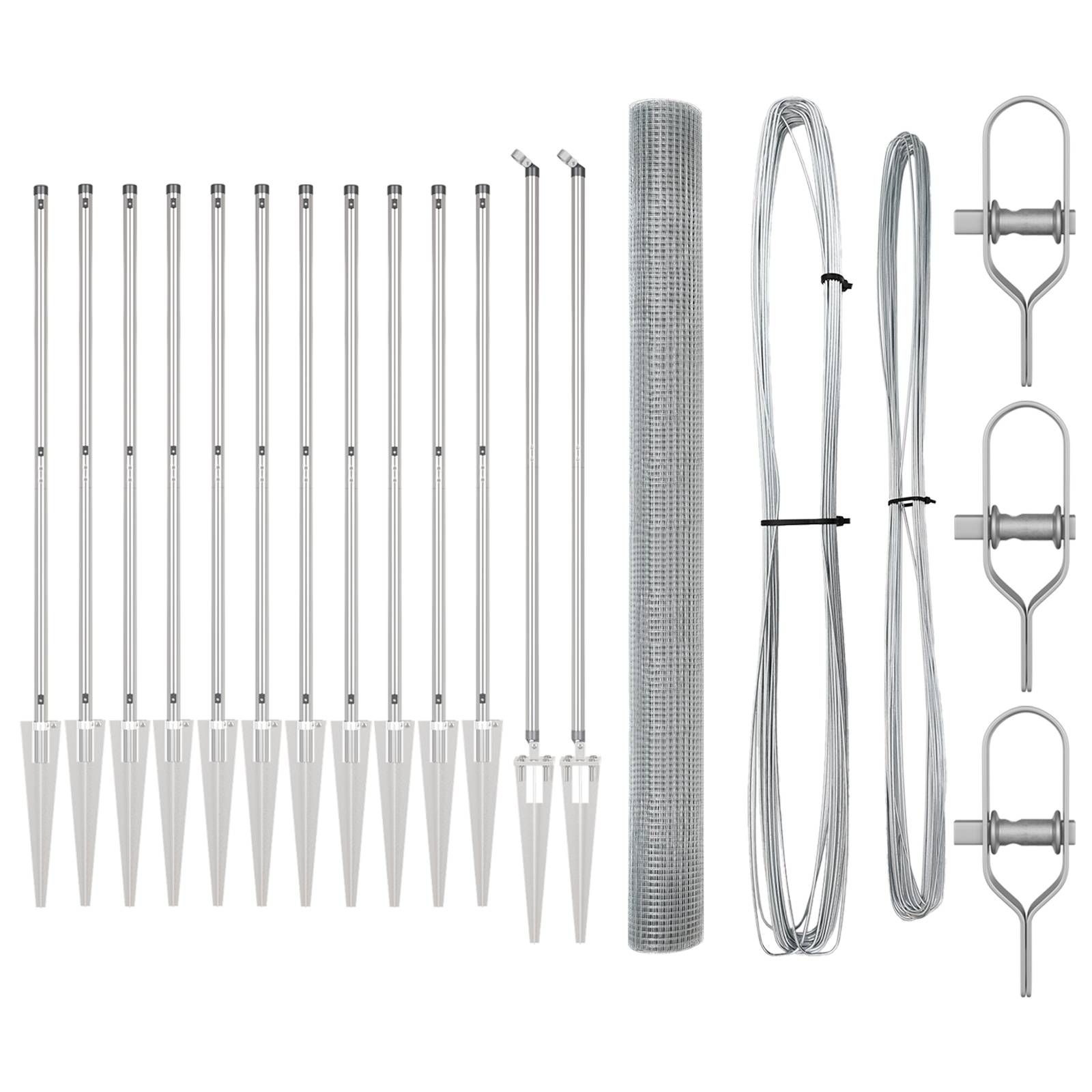 vidaXL Geschweißter Drahtzaun mit 13 Ankersteinen 1,5x25 m Verzinkter Stahl