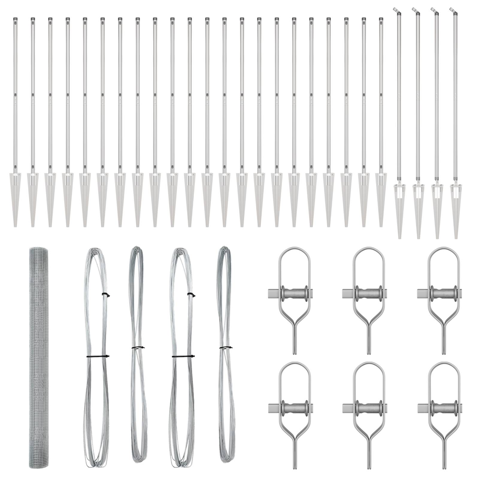 vidaXL Schweißzaun mit 13 Spike-Posts 1.5x50 m Verzinkter Stahl