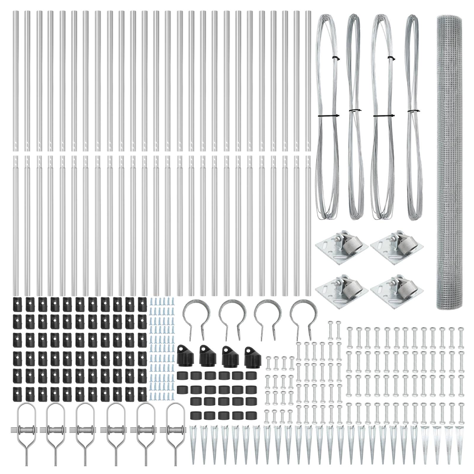 vidaXL Schweißzaun mit 13 Spike-Posts 1.5x50 m Verzinkter Stahl