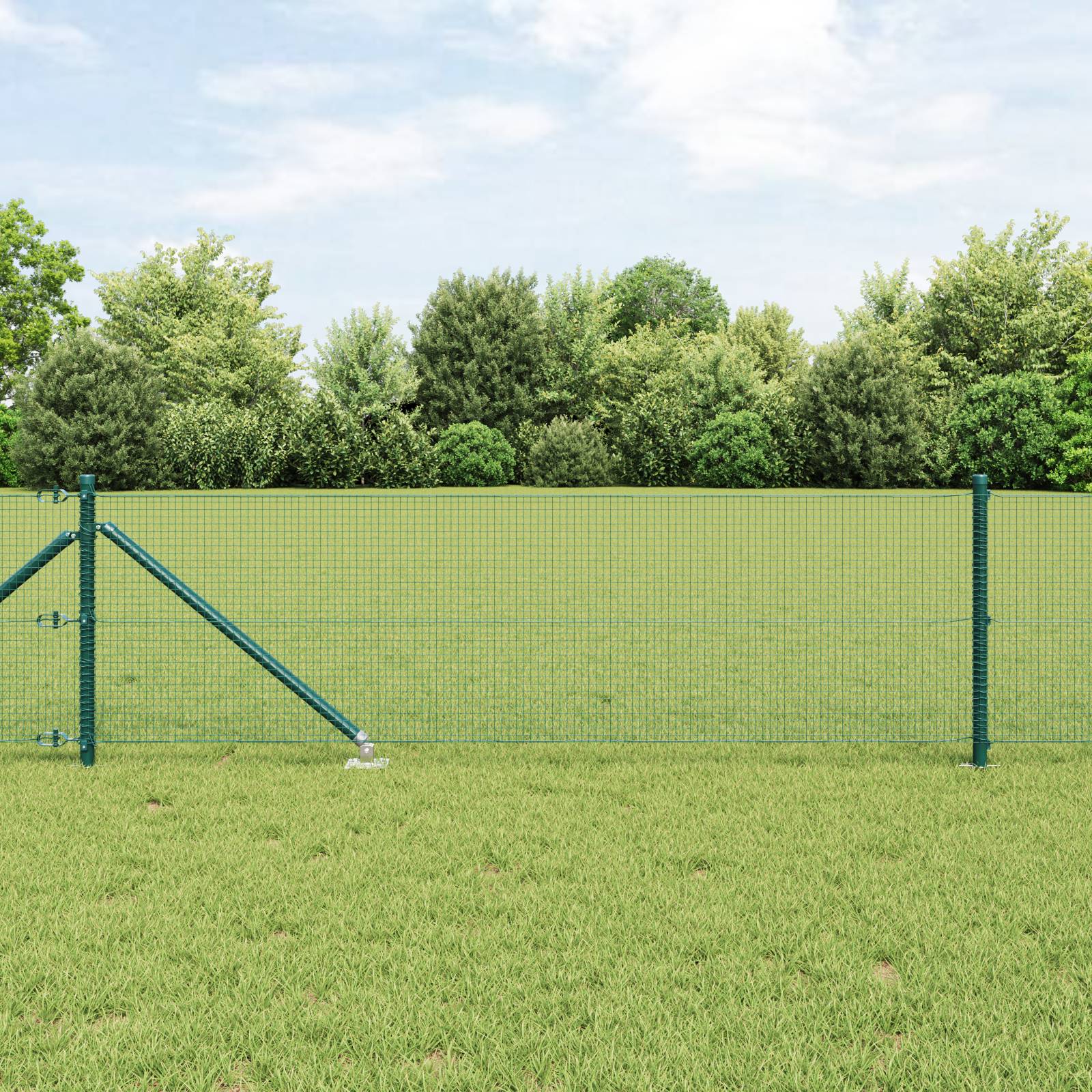vidaXL Schweißdrahtzaun mit 13 Spike-Pfosten Grün 0.4x100 m Stahl