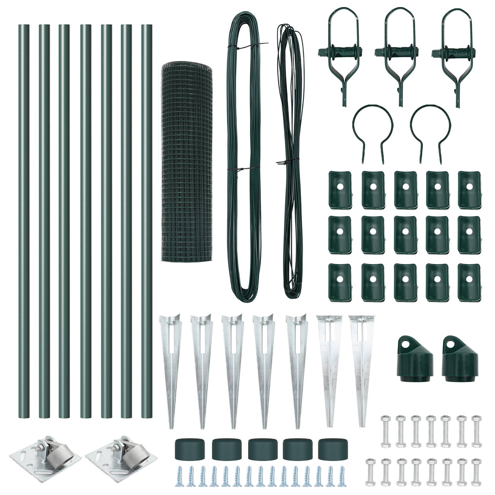 vidaXL geschweißter Drahtzaun mit 7 Spike-Posts Grün 0,6x10 m Stahl