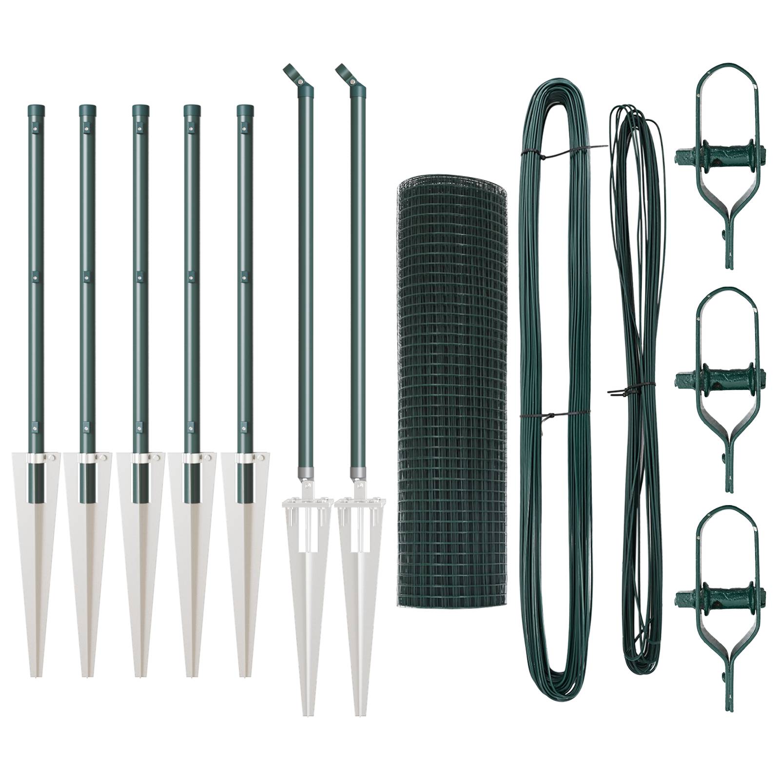 vidaXL Zaunpfosten-Set Set aus 2 Grün Mit Kunststoff beschichtetem Stahl