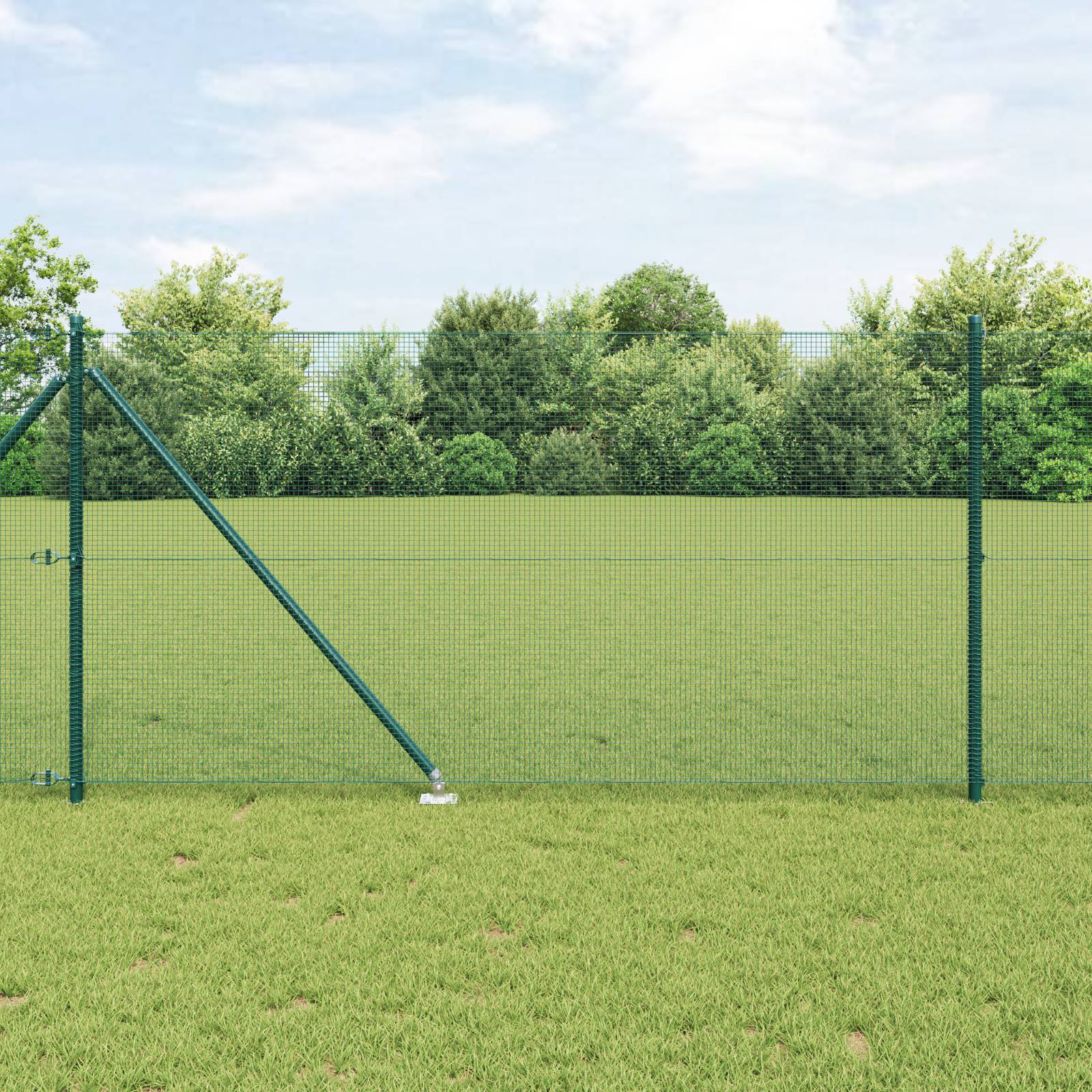 vidaXL Geschweißter Drahtzaun mit 13 Spike-Posts Grün 1x100 m Stahl