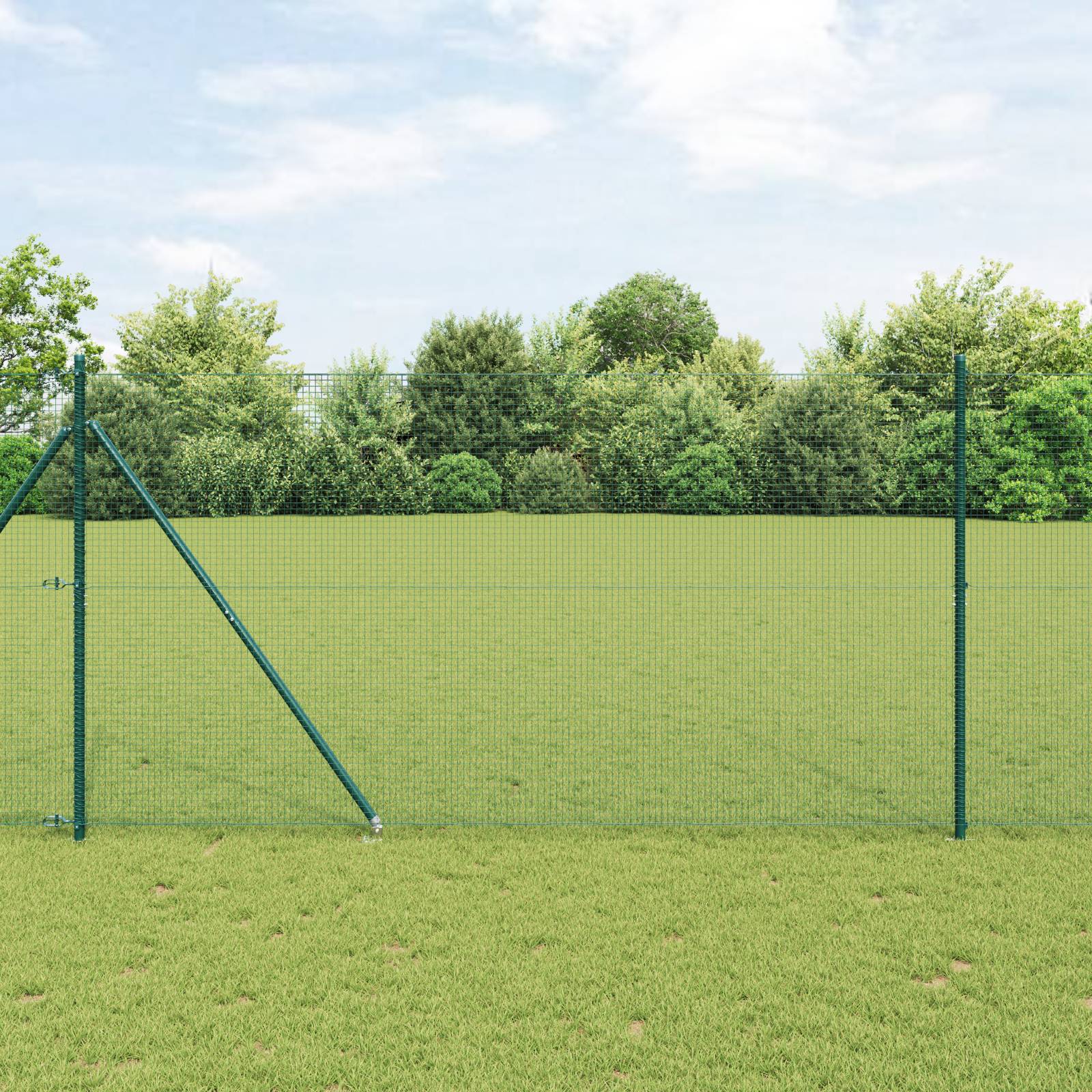 vidaXL Geschweißter Drahtzaun mit 13 Spike-Pfosten Grün 1,5x25 m Stahl