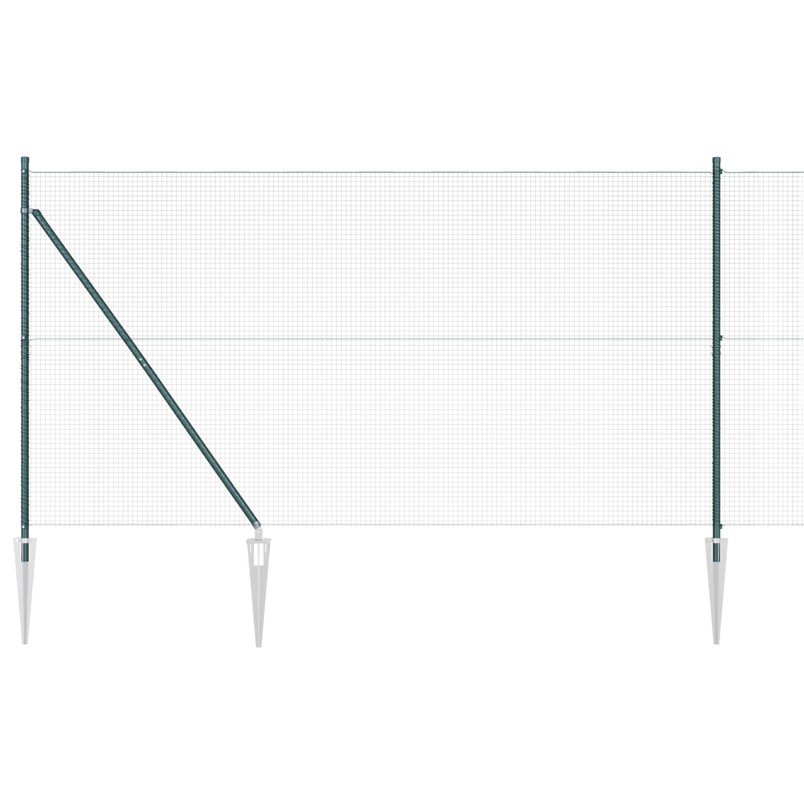 vidaXL Schweißdrahtzaun mit 7 Spike-Pfosten Grün 1.4x10 m Stahl