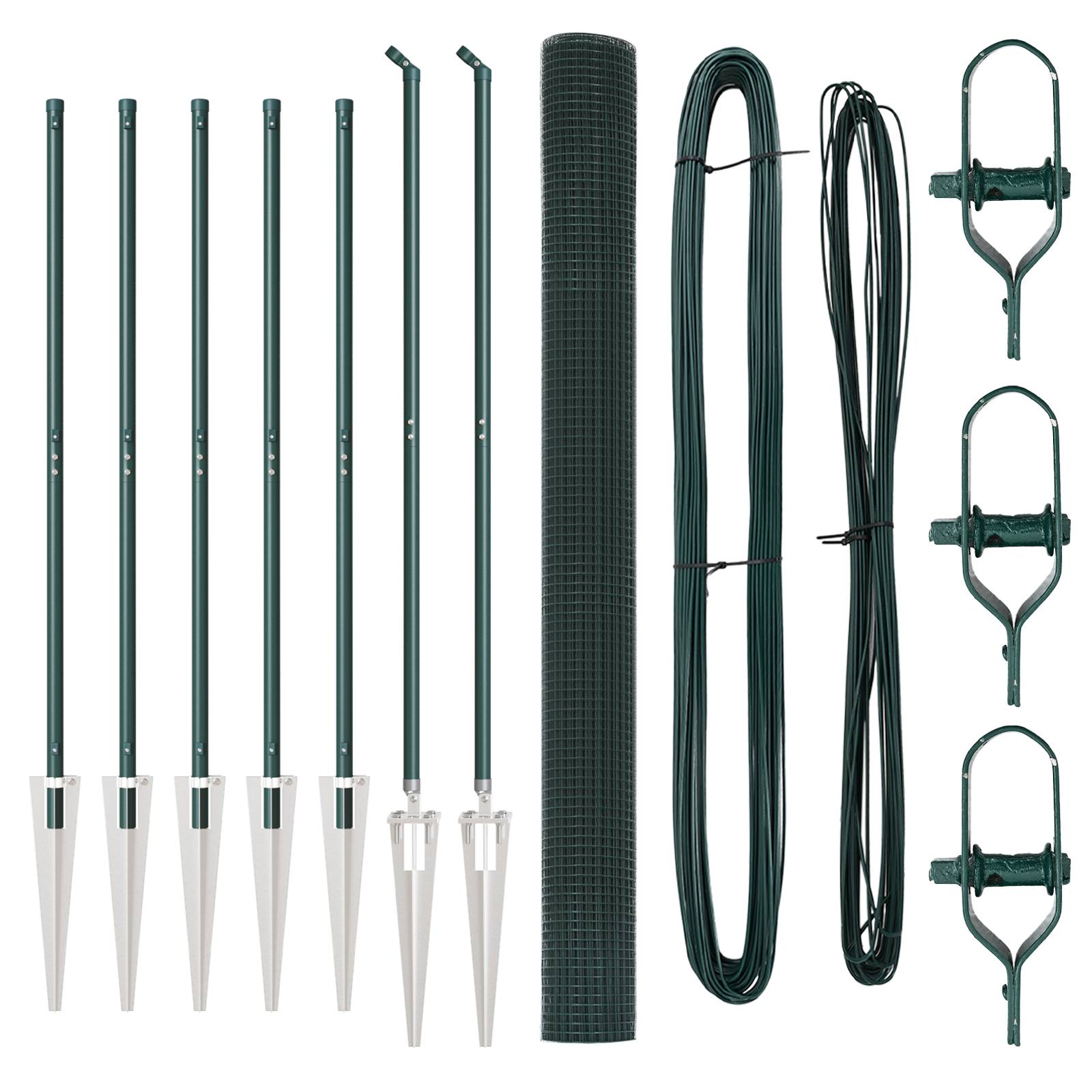 vidaXL Geschweißter Drahtzaun mit 7 Pfostenspitzen Grün 1,6x10 m Stahl