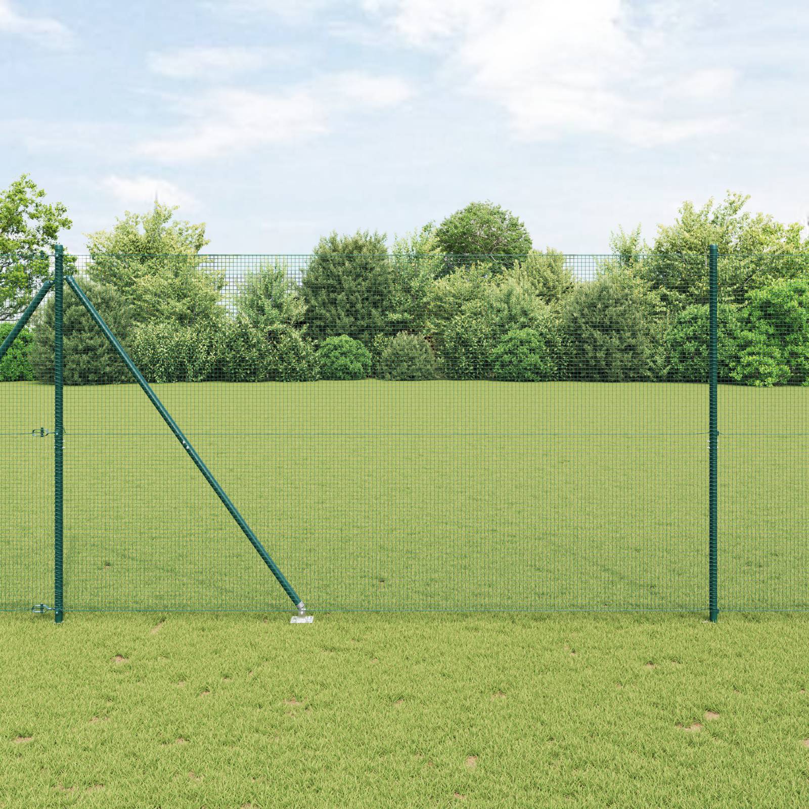 vidaXL Geknoteter Drahtzaun mit 7 Spitzenpfosten Grün 1.5x10 m Stahl