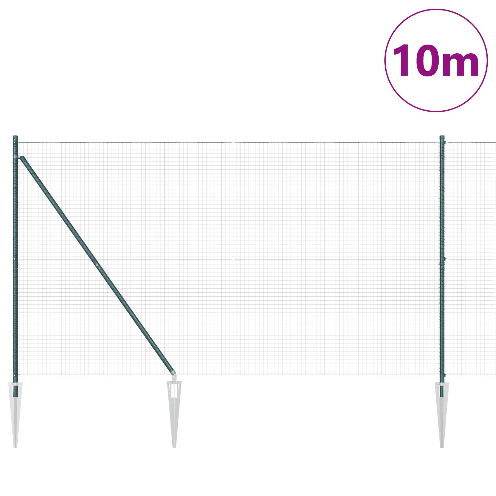 vidaXL grünes Zaunpfosten-Set Set von 2 Grün Verzinkter Stahl 10 x 1,5 m