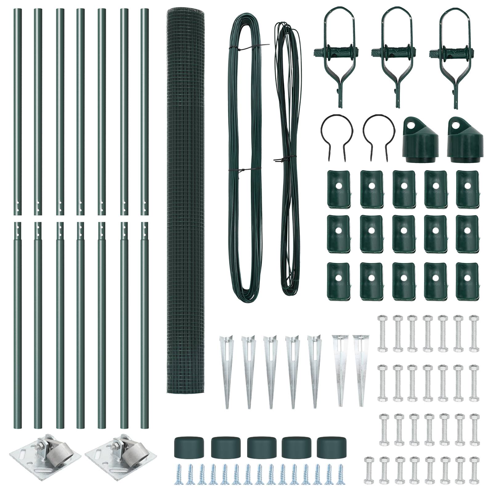 vidaXL Geschweißter Drahtzaun mit 7 Pfostenspitzen Grün 1,6x10 m Stahl