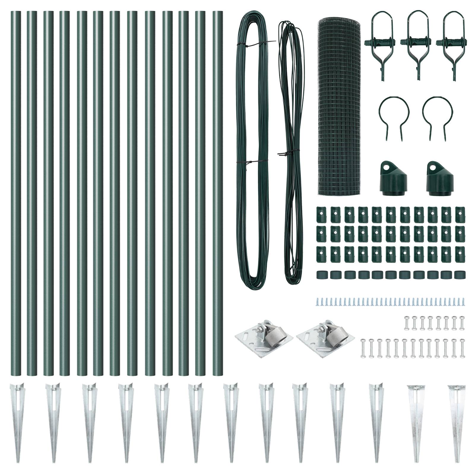 vidaXL Geschweißter Drahtzaun mit 13 Spike-Posts Grün 0.6x25 m Stahl