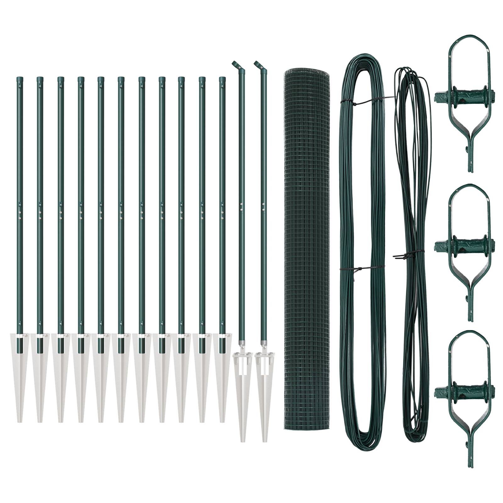 vidaXL Zaunpfosten-Set 2er Set Grün Metall und PVC 25 x 1 m Langlebig