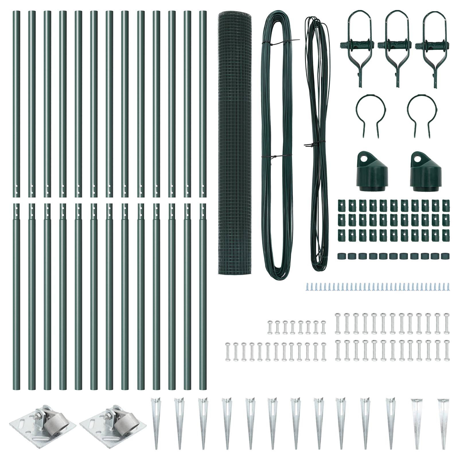 vidaXL Zaunpfosten-Set 2er Set Grün Metall und PVC 25 x 1 m Langlebig