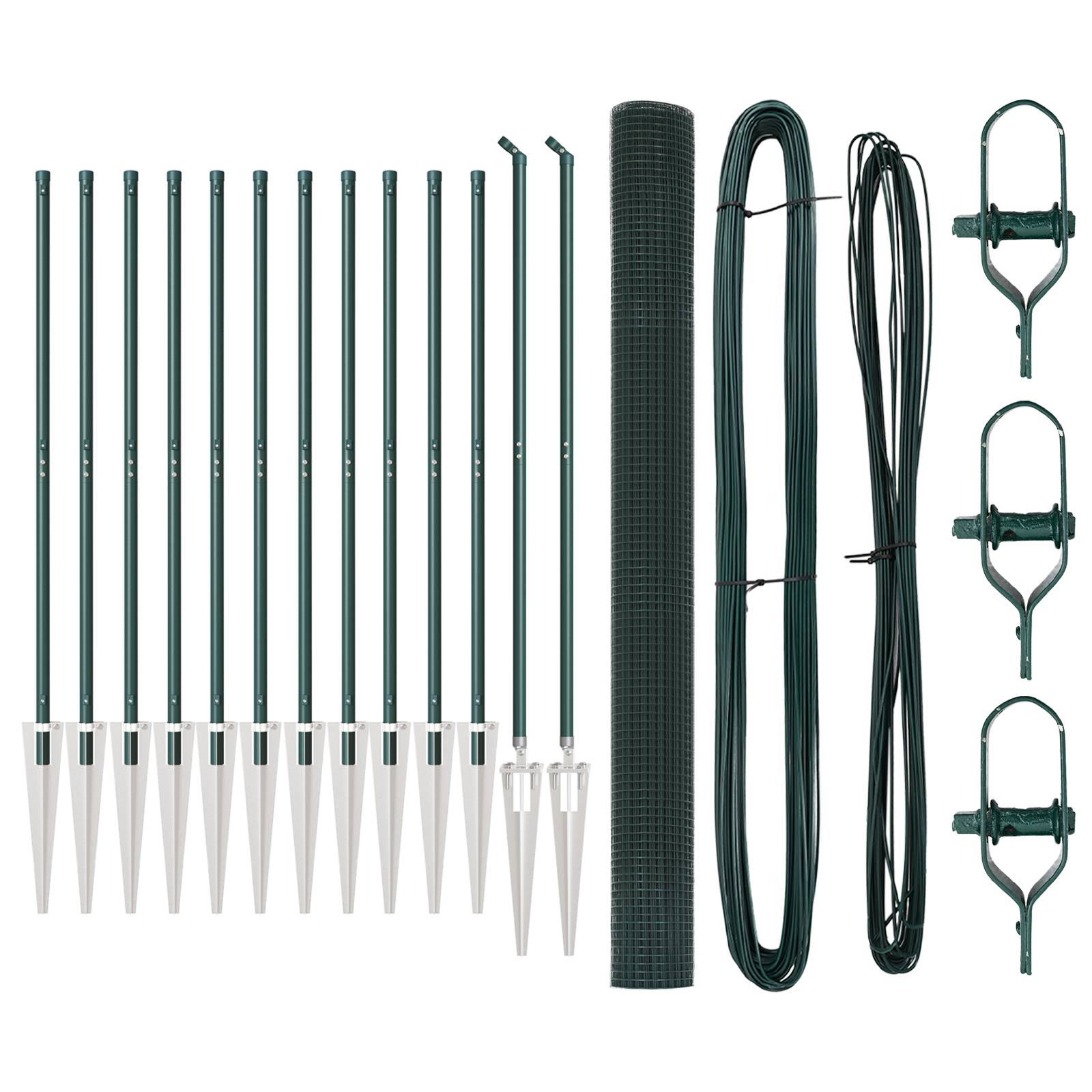 vidaXL Schweißdrahtzaun mit 13 Spike-Posts Grün 1,6 x 2,5 m aus Stahl
