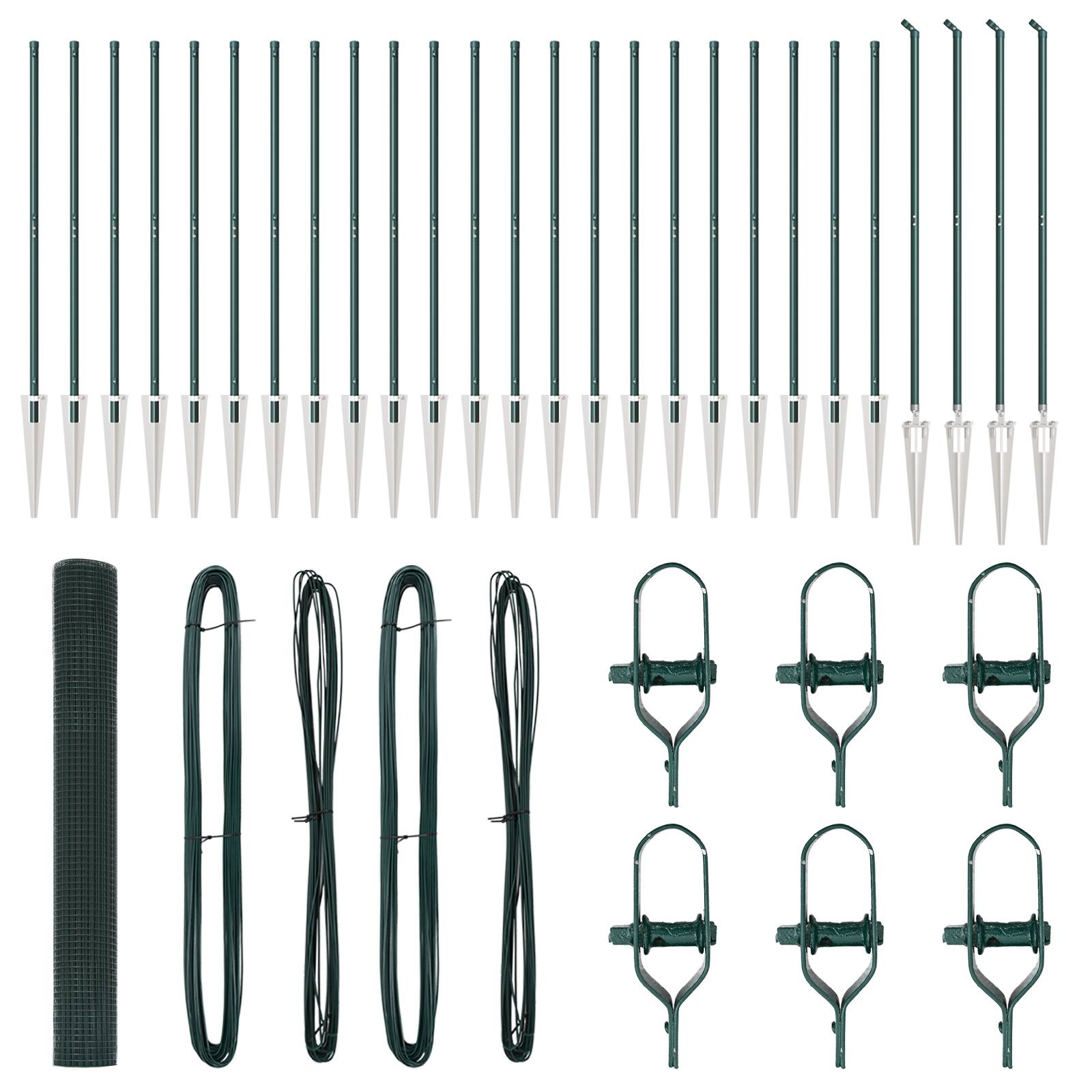 vidaXL geschweißter Drahtzaun mit 13 Spike Pfosten Grün 1.2x50 m Stahl