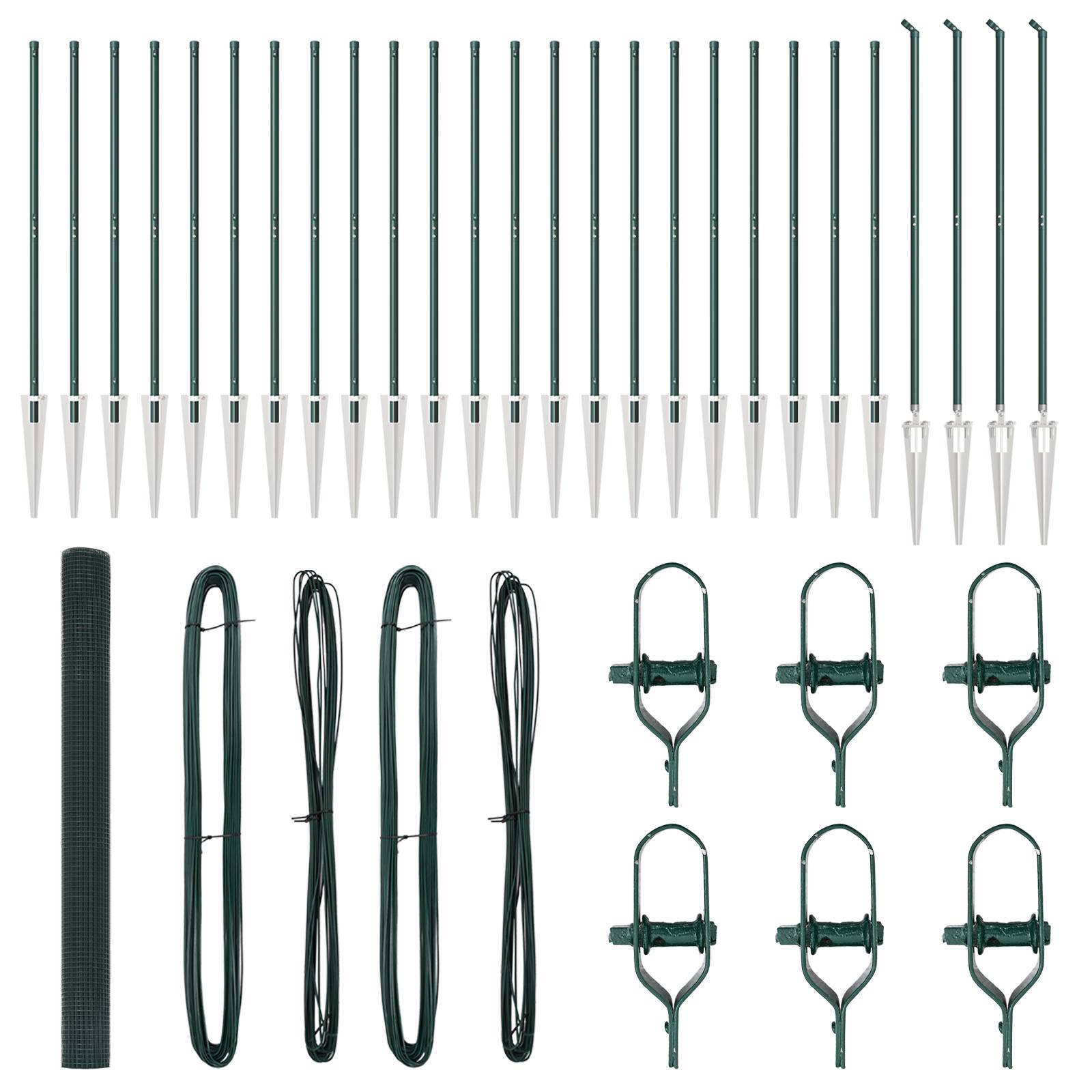 vidaXL Schweißdrahtzaun mit 13 Spike-Pfosten Grün 1.5x50 m Stahl